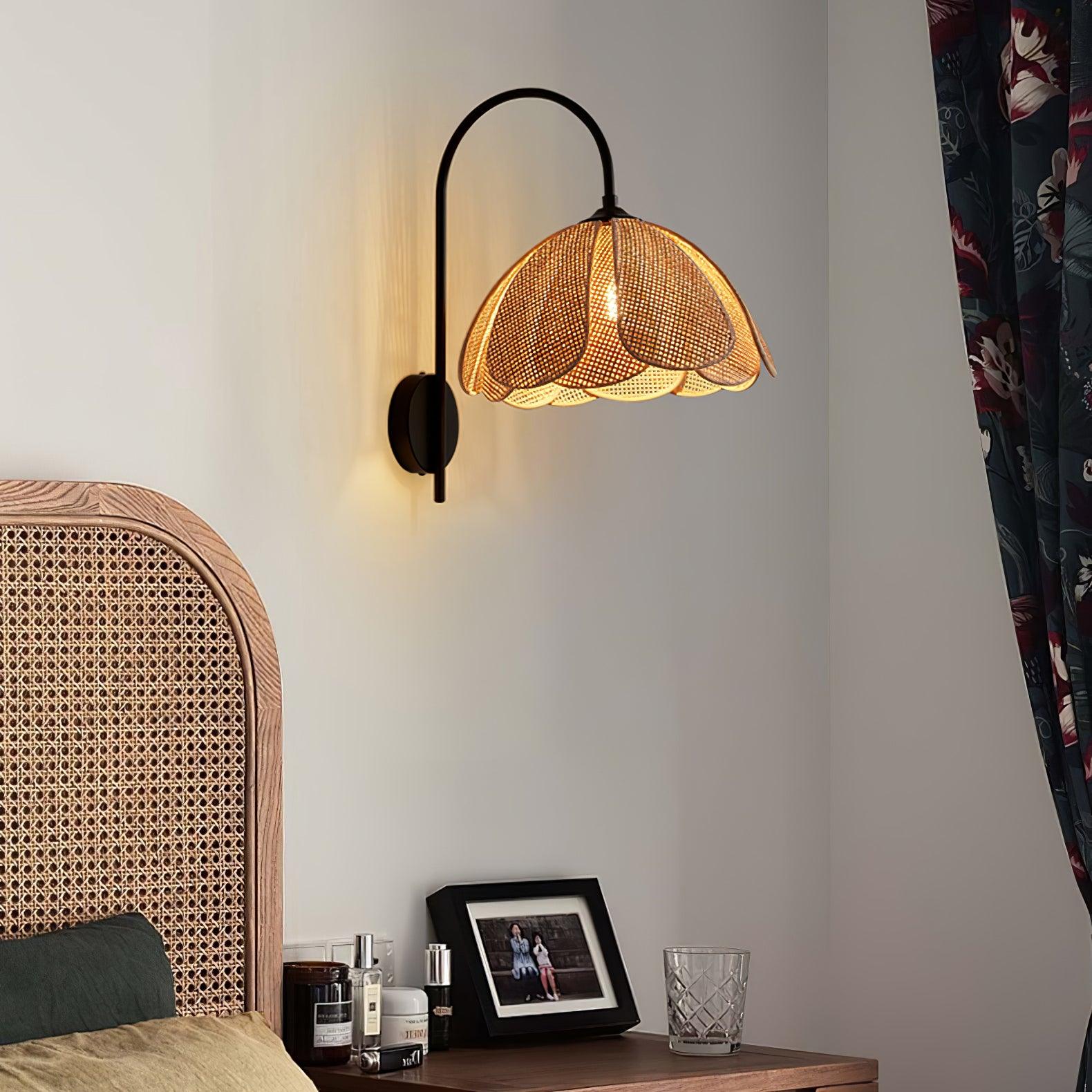 Edria Petal-Shaped Rattan Wall Lamp