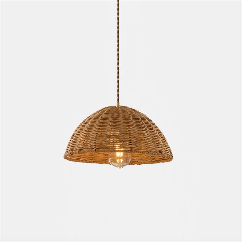 Pendant Lamp Rattan Shade and Metal Body Cone Shape Natural Minimalist