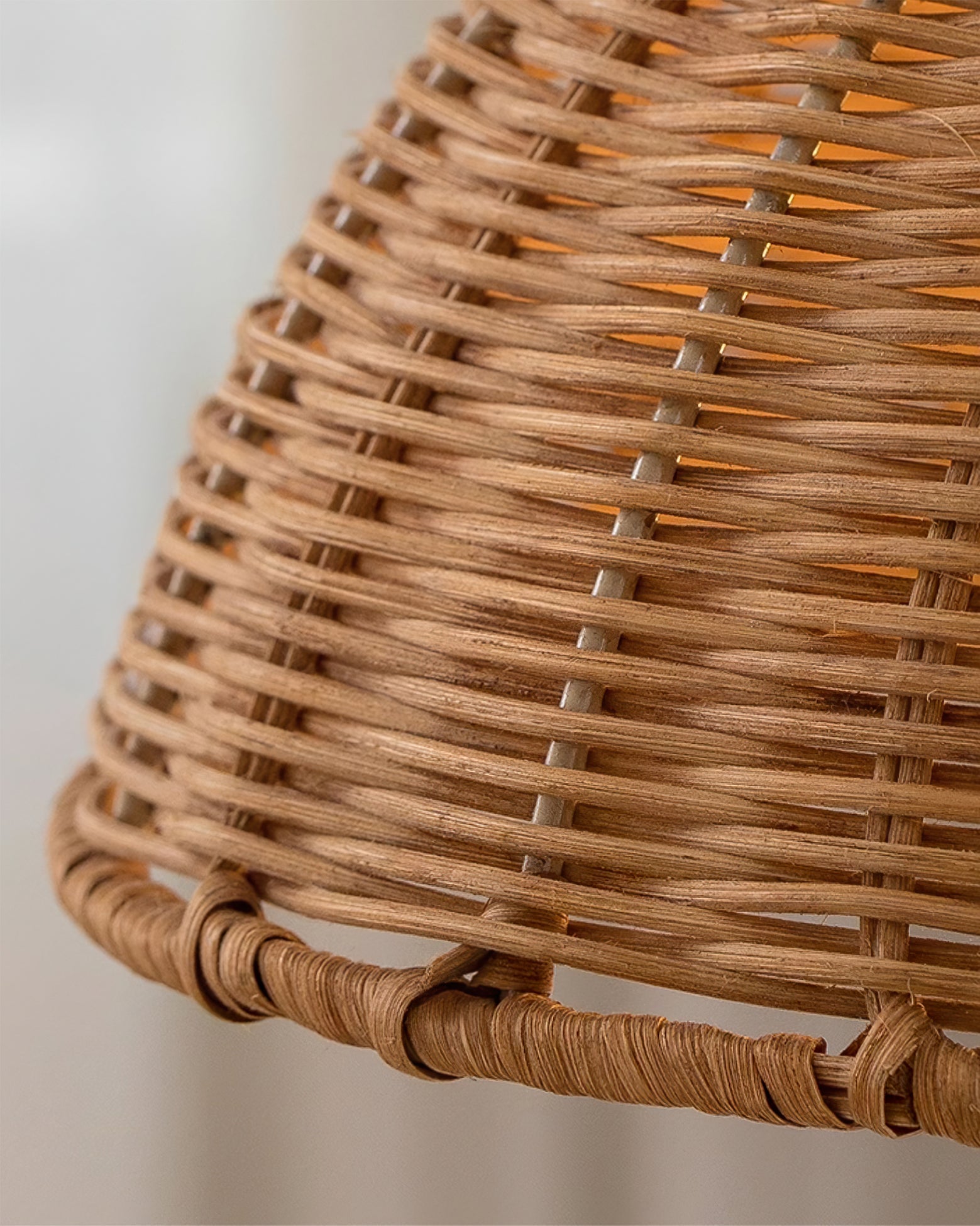 Pendant Lamp Rattan Shade and Metal Body Cone Shape Natural Minimalist
