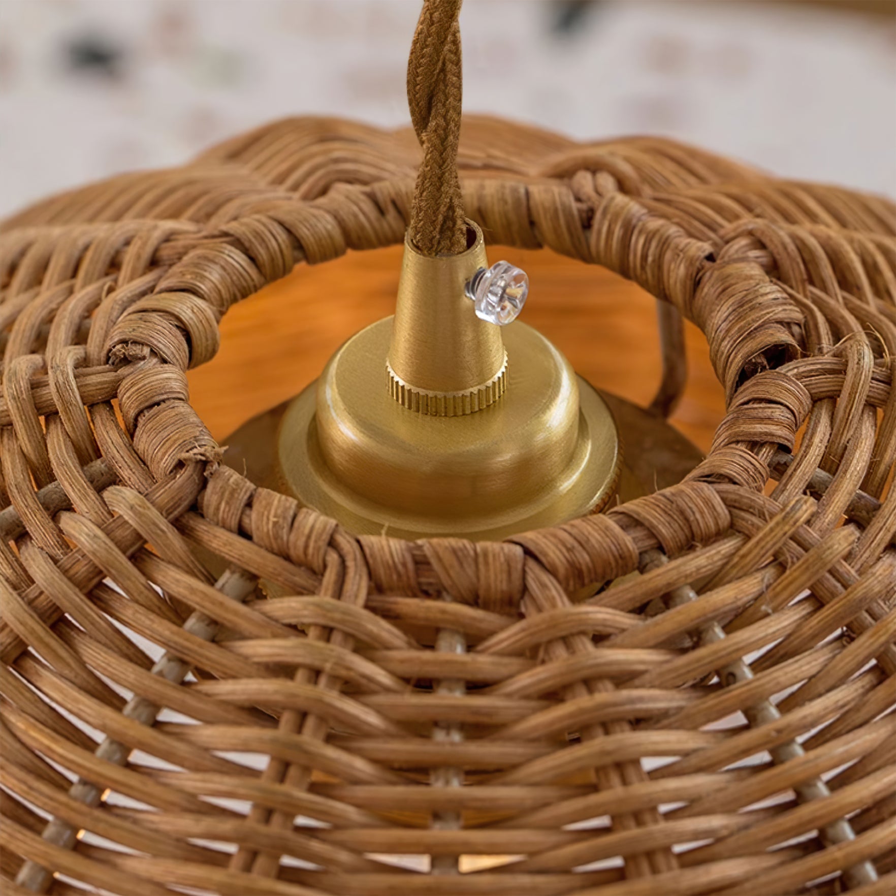 Pendant Lamp Rattan Shade and Metal Body Cone Shape Natural Minimalist