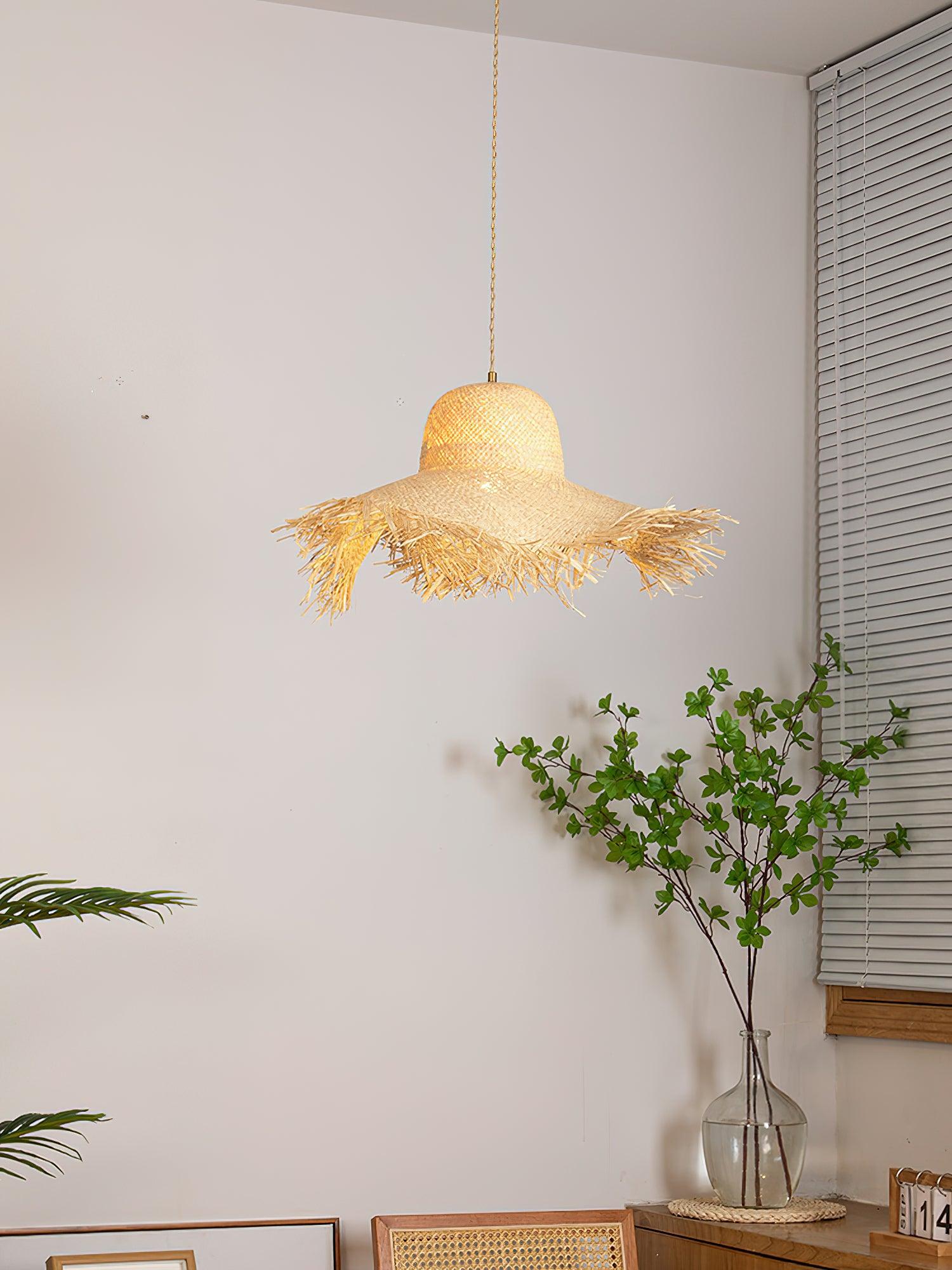 Vocan Rattan Vintage Pendant Light-Neutral Decor