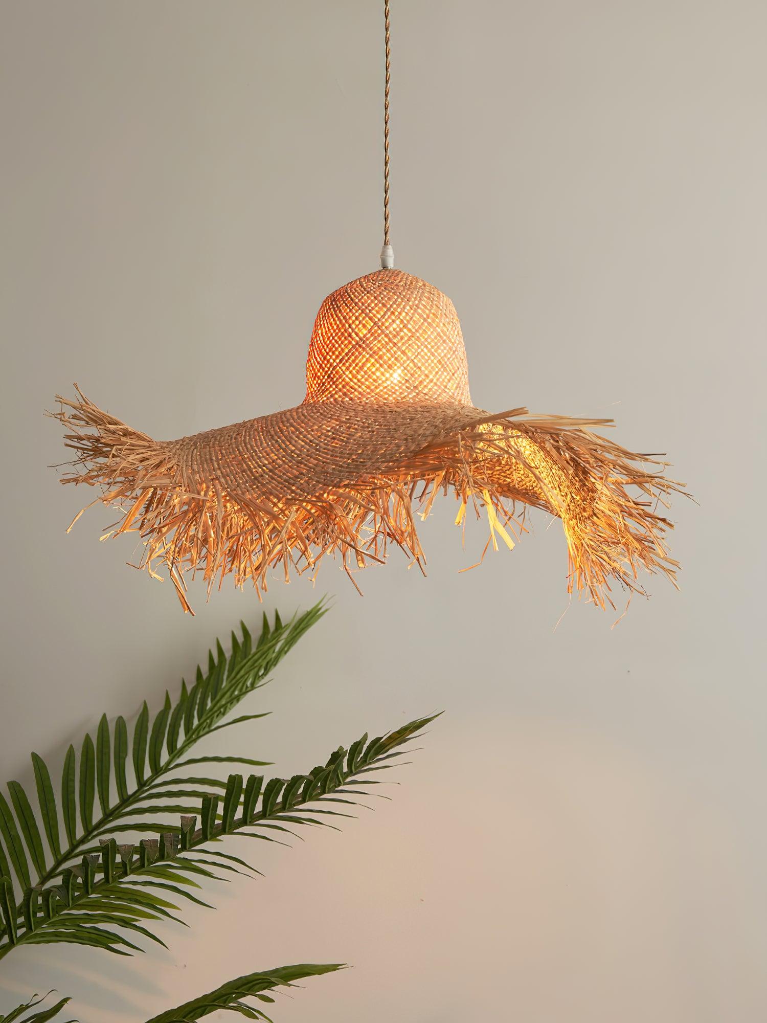 Vocan Rattan Vintage Pendant Light-Neutral Decor