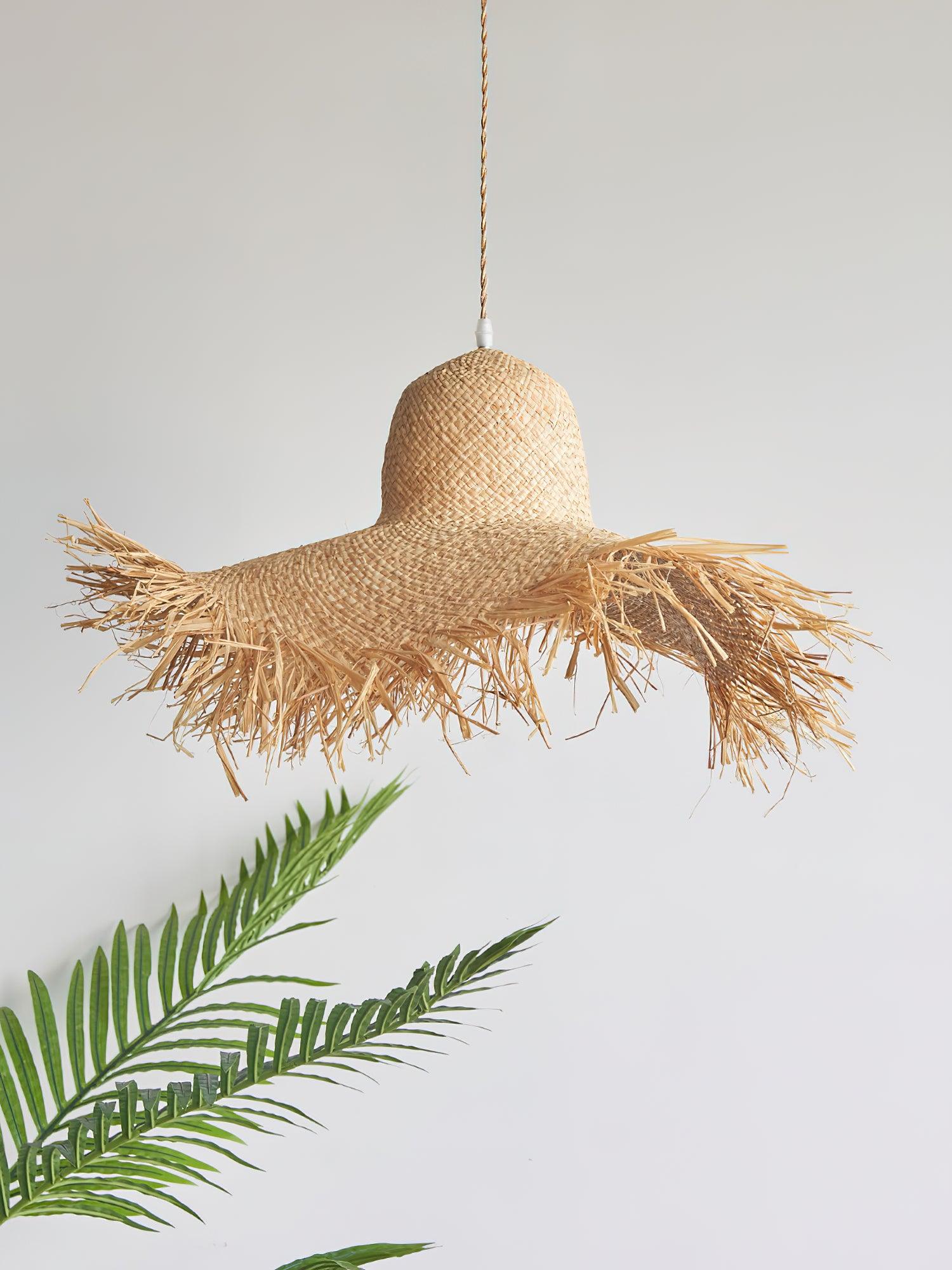 Vocan Rattan Vintage Pendant Light-Neutral Decor