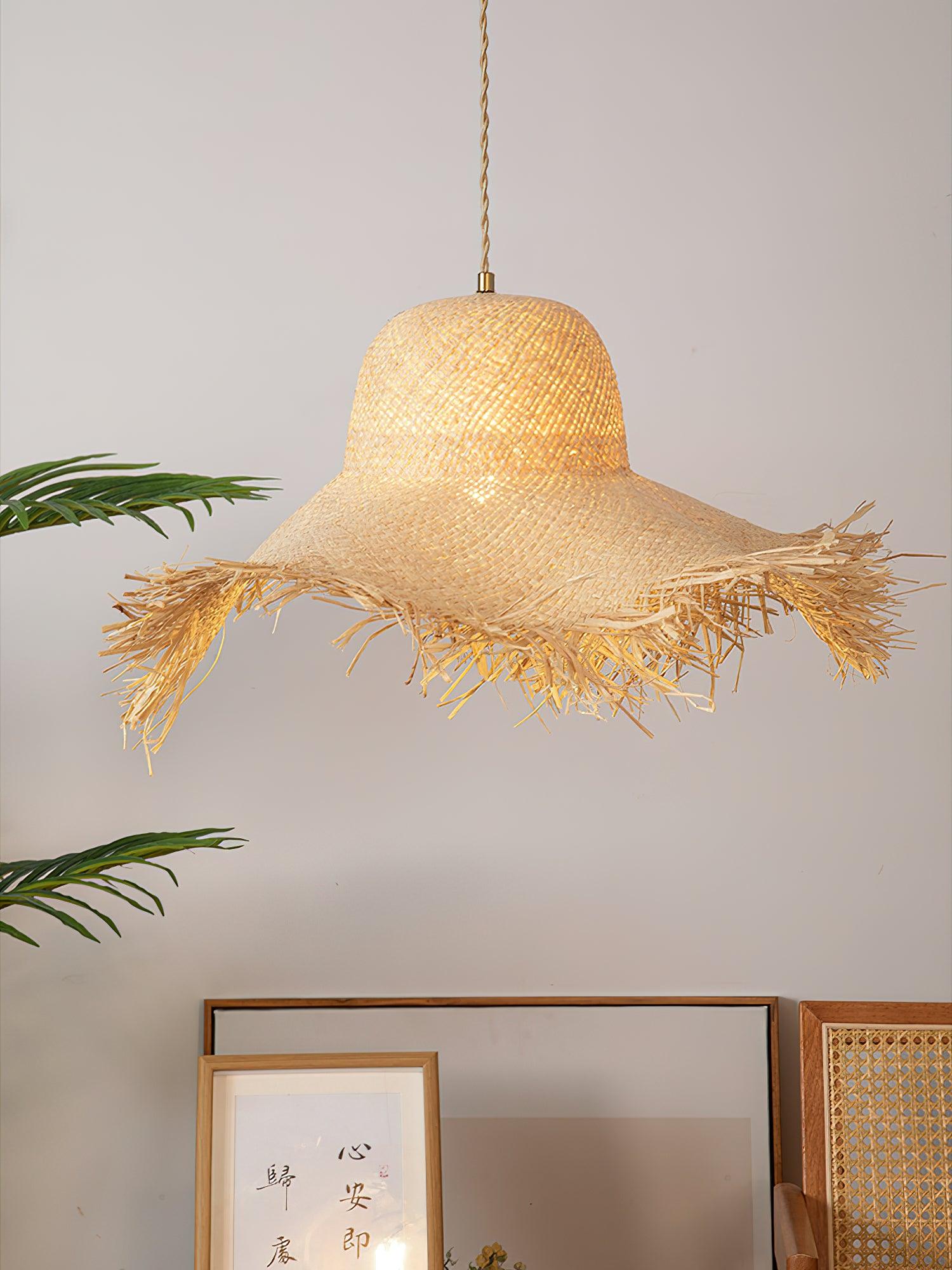 Vocan Rattan Vintage Pendant Light-Neutral Decor