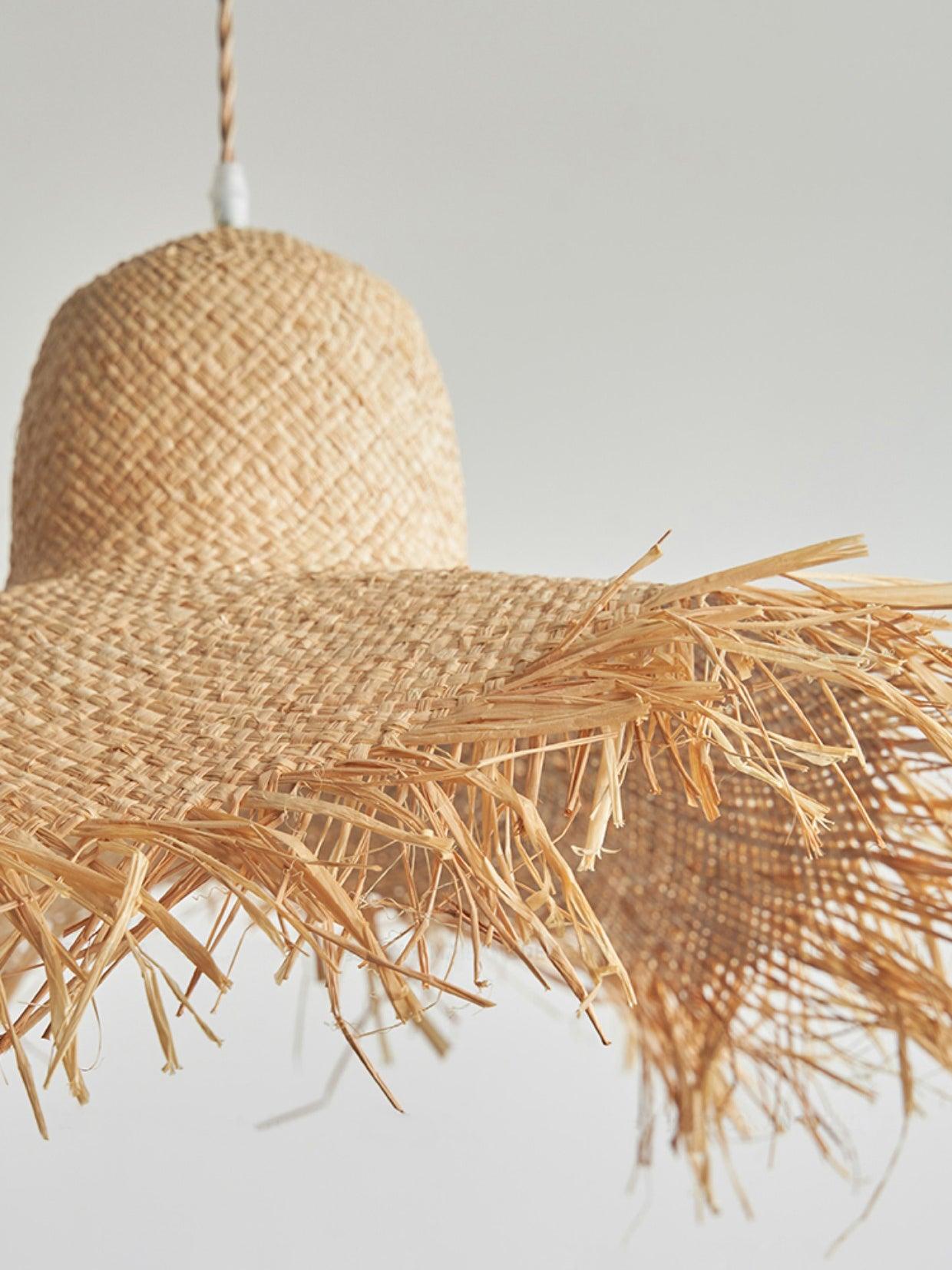 Vocan Rattan Vintage Pendant Light-Neutral Decor