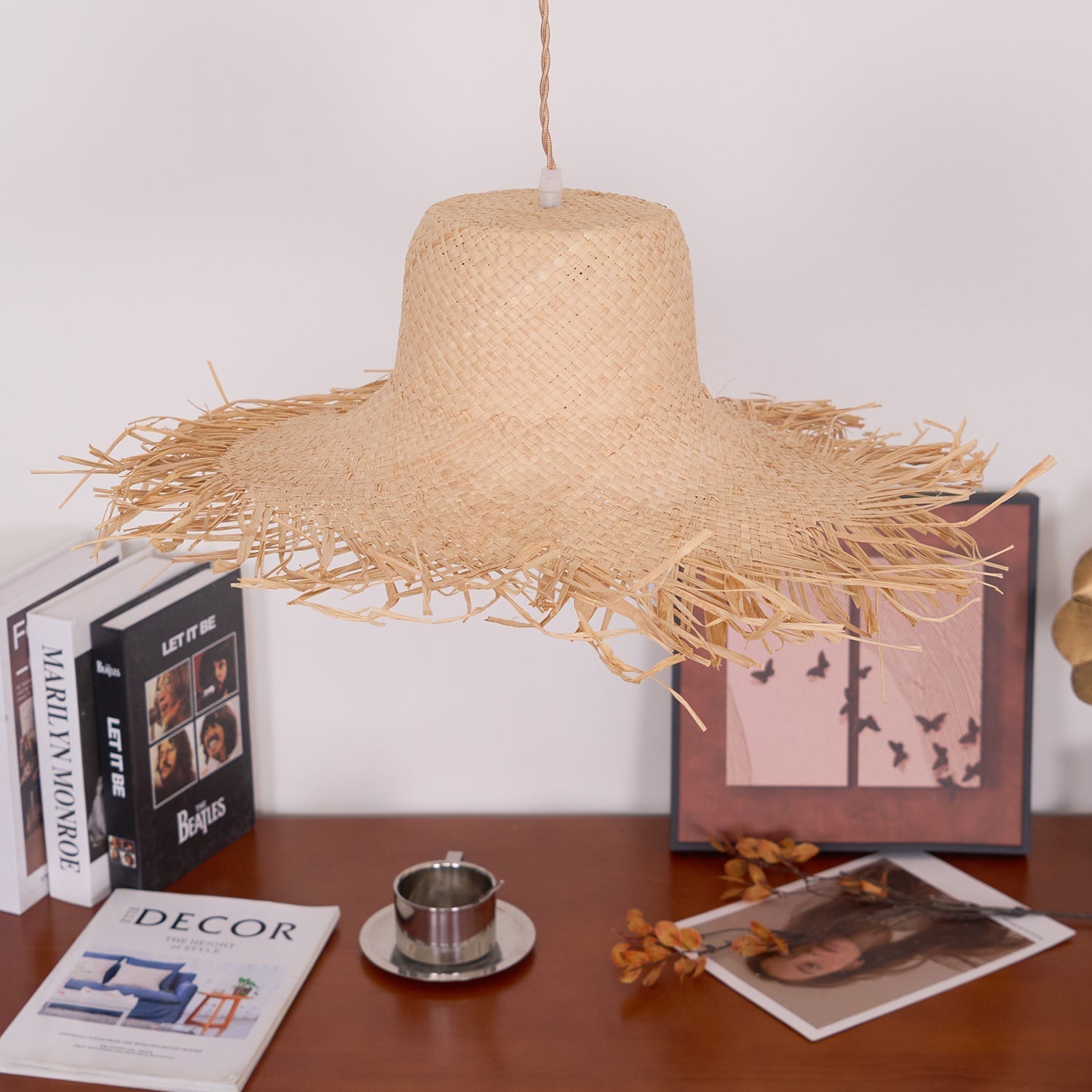 Vocan Rattan Vintage Pendant Light-Neutral Decor