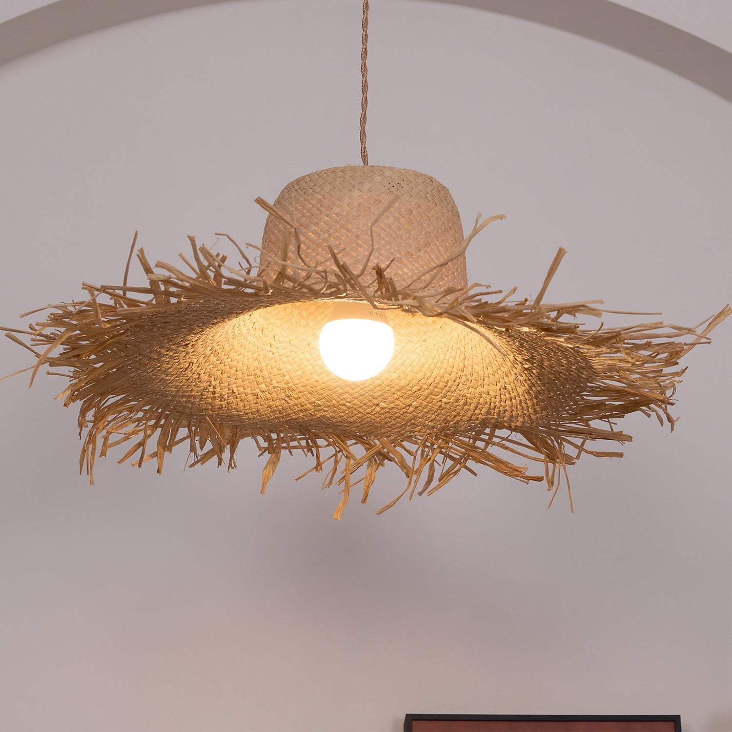 Vocan Rattan Vintage Pendant Light-Neutral Decor