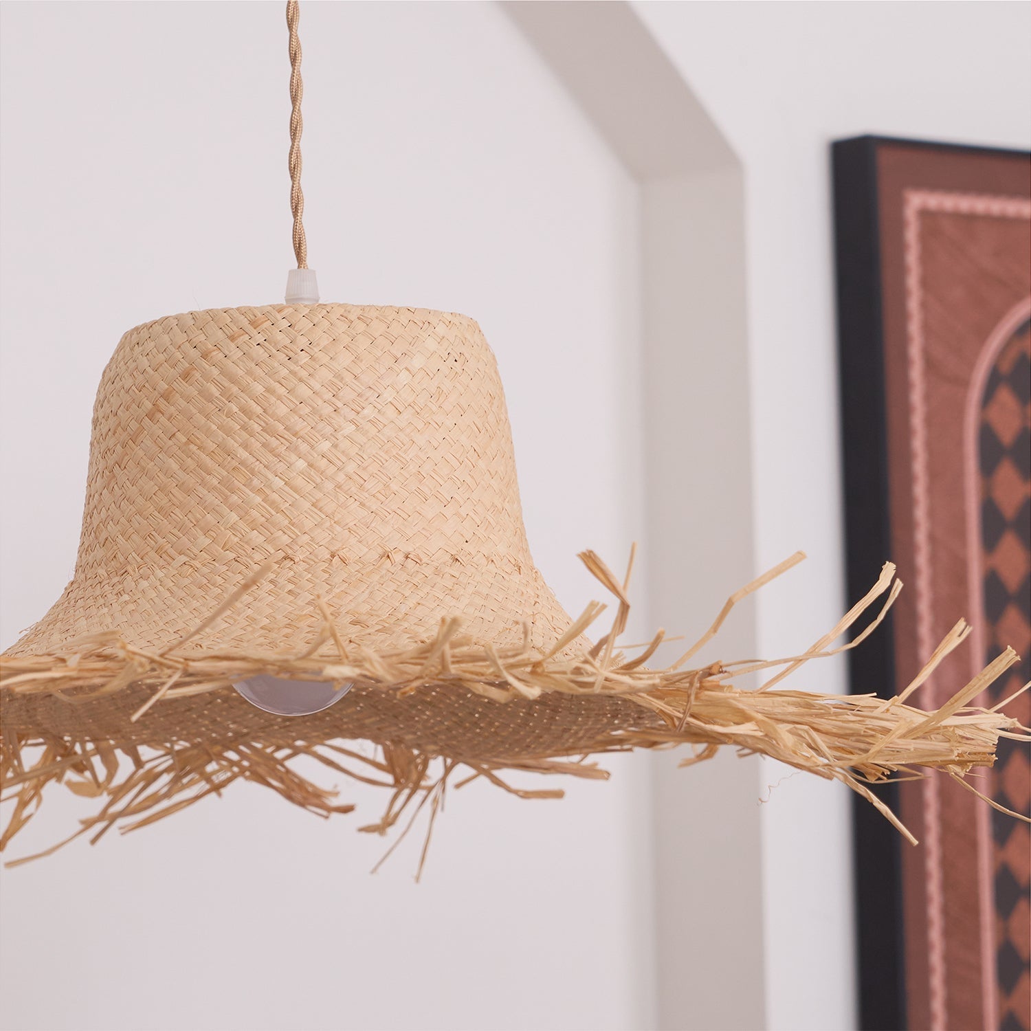 Vocan Rattan Vintage Pendant Light-Neutral Decor
