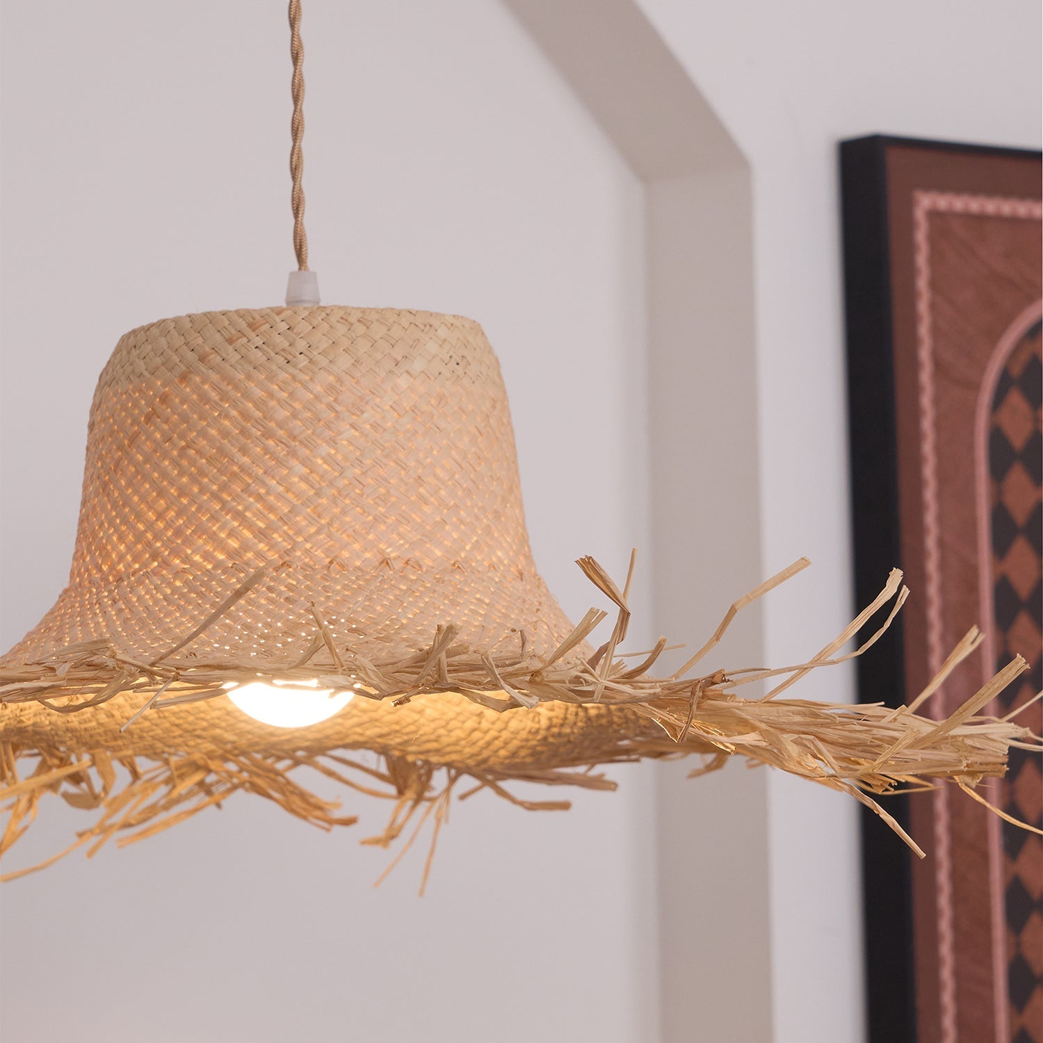 Vocan Rattan Vintage Pendant Light-Neutral Decor