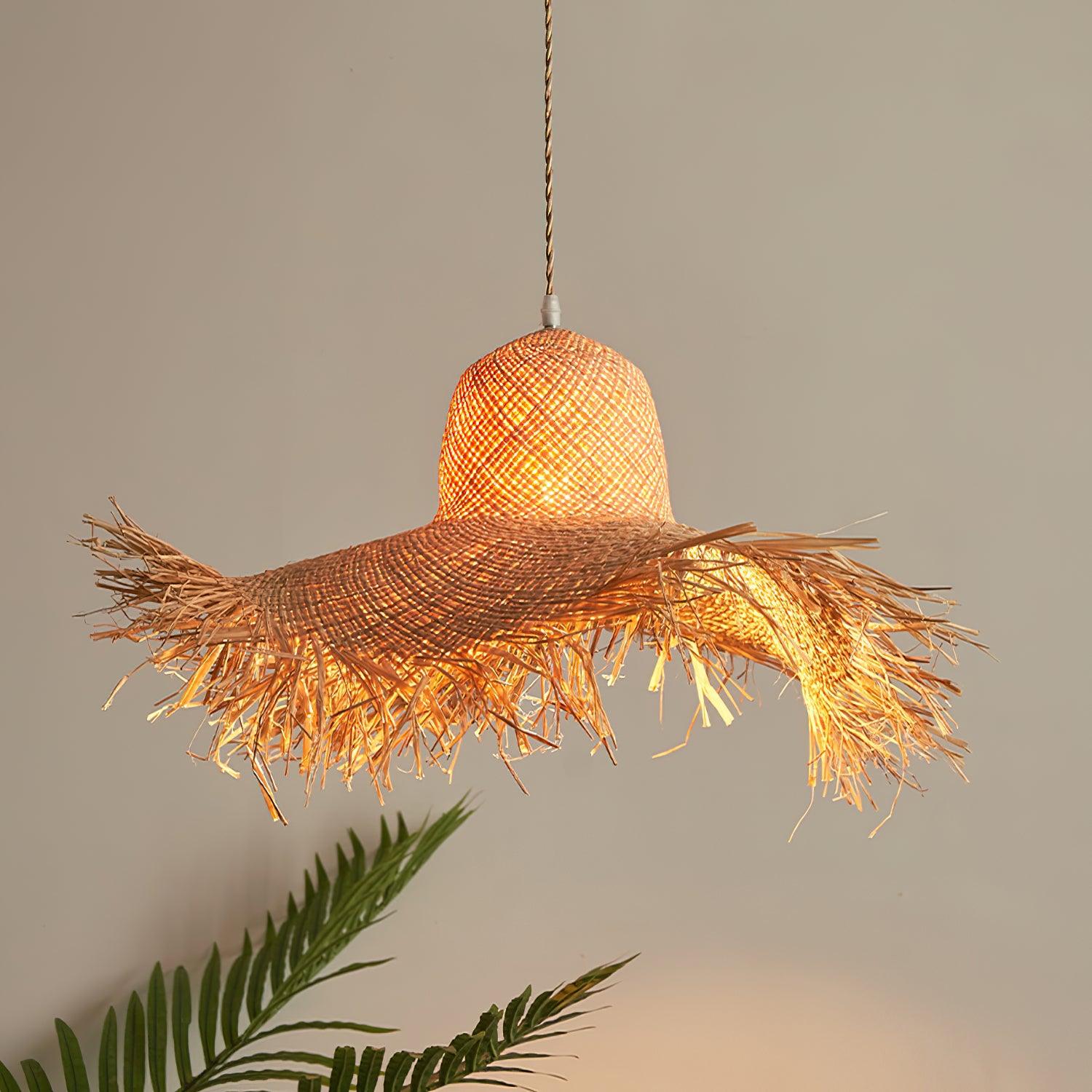 Vocan Rattan Vintage Pendant Light-Neutral Decor