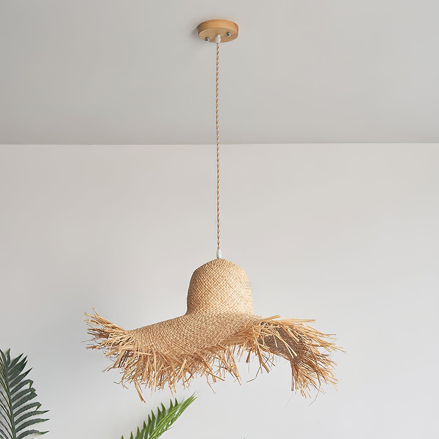 Vocan Rattan Vintage Pendant Light-Neutral Decor
