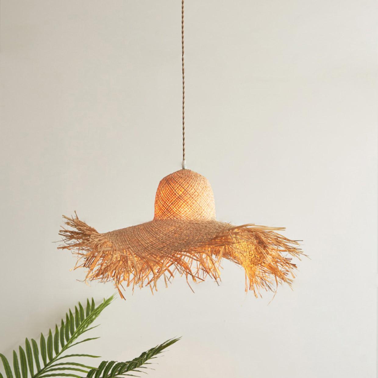 Vocan Rattan Vintage Pendant Light-Neutral Decor