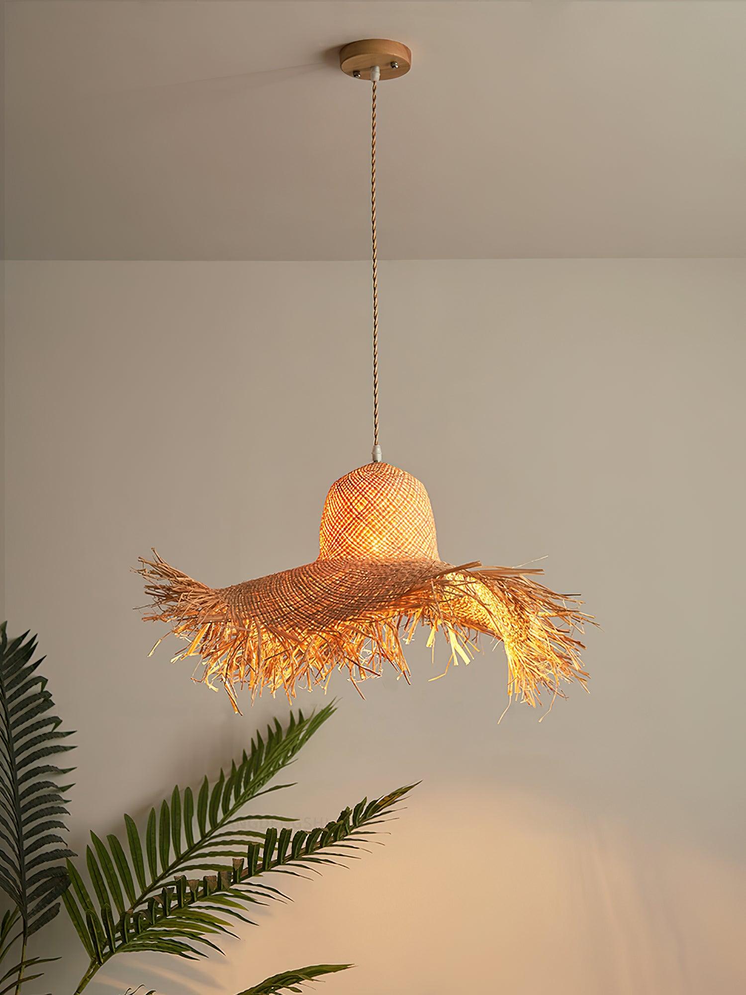 Vocan Rattan Vintage Pendant Light-Neutral Decor