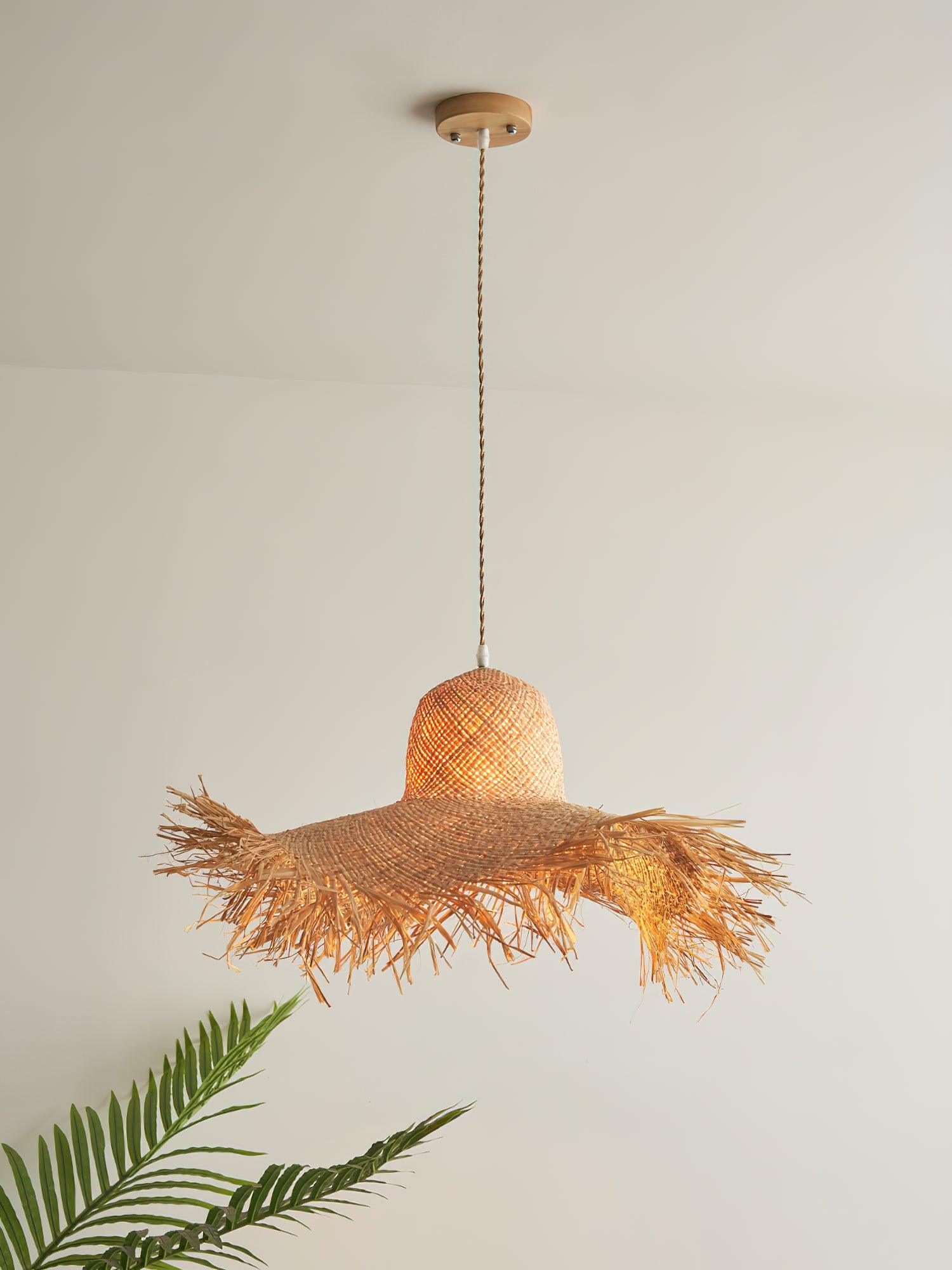 Vocan Rattan Vintage Pendant Light-Neutral Decor