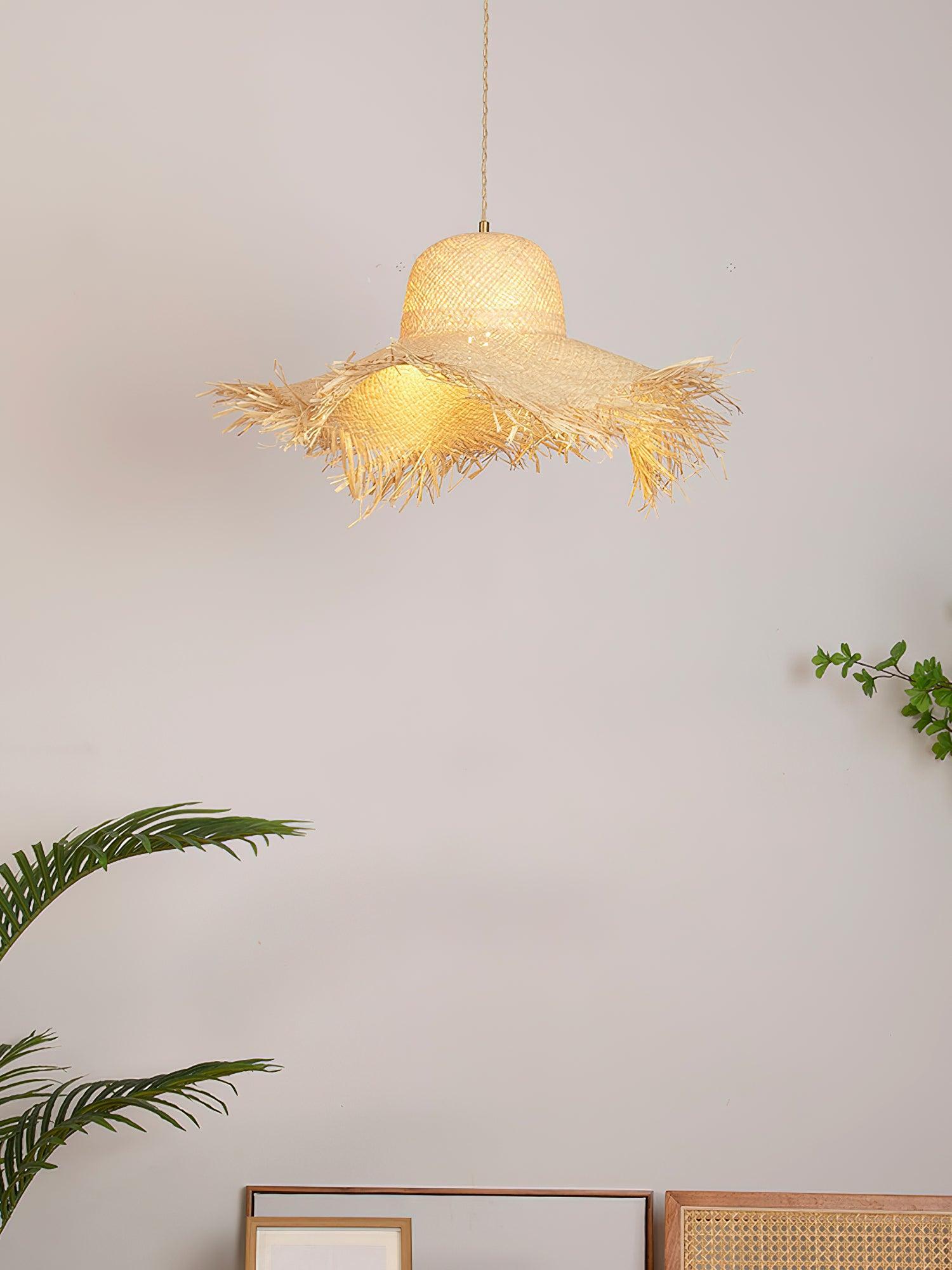 Vocan Rattan Vintage Pendant Light-Neutral Decor