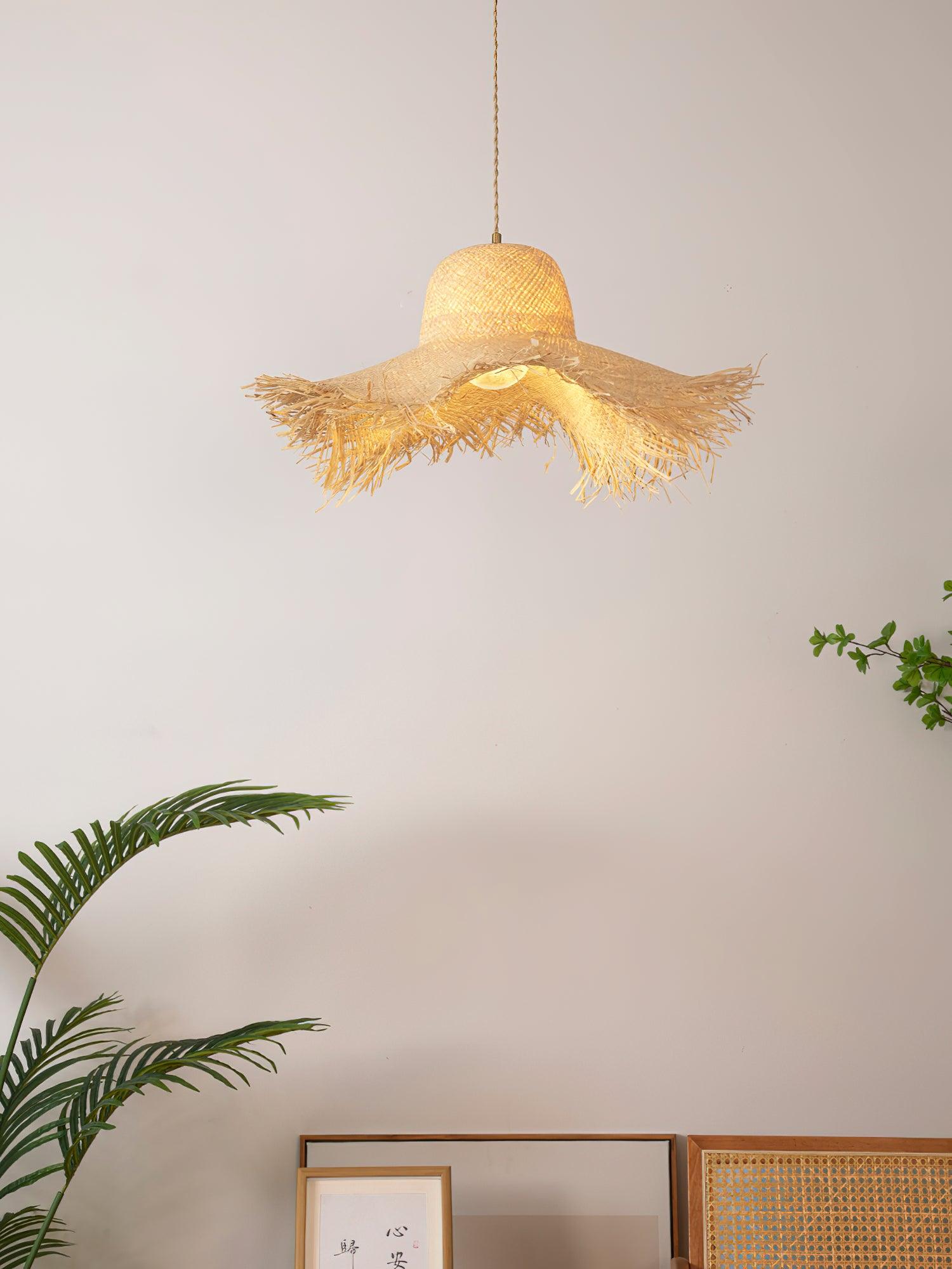 Vocan Rattan Vintage Pendant Light-Neutral Decor