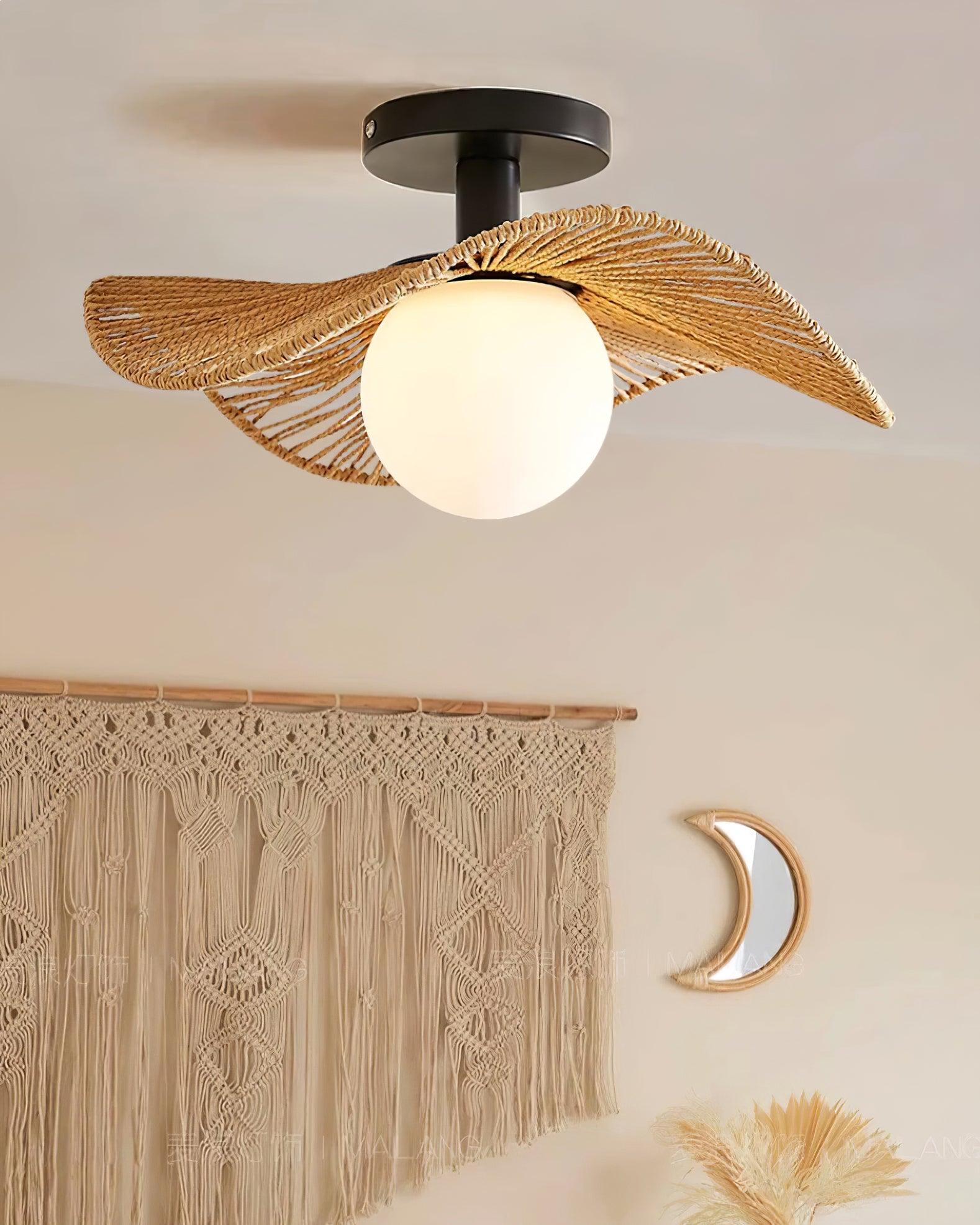 Fynora Woven Semi Flush Ceiling Light