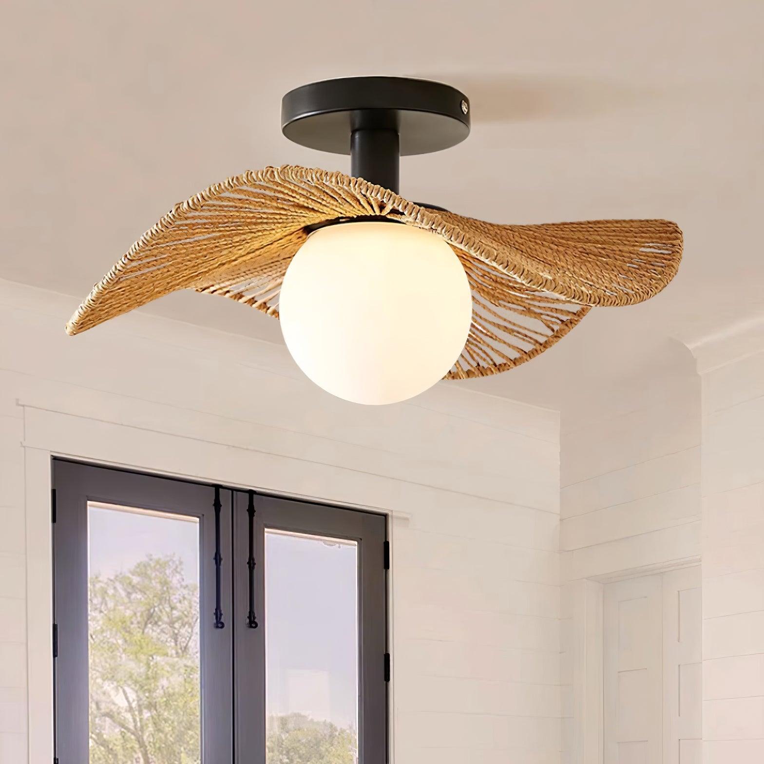 Fynora Woven Semi Flush Ceiling Light