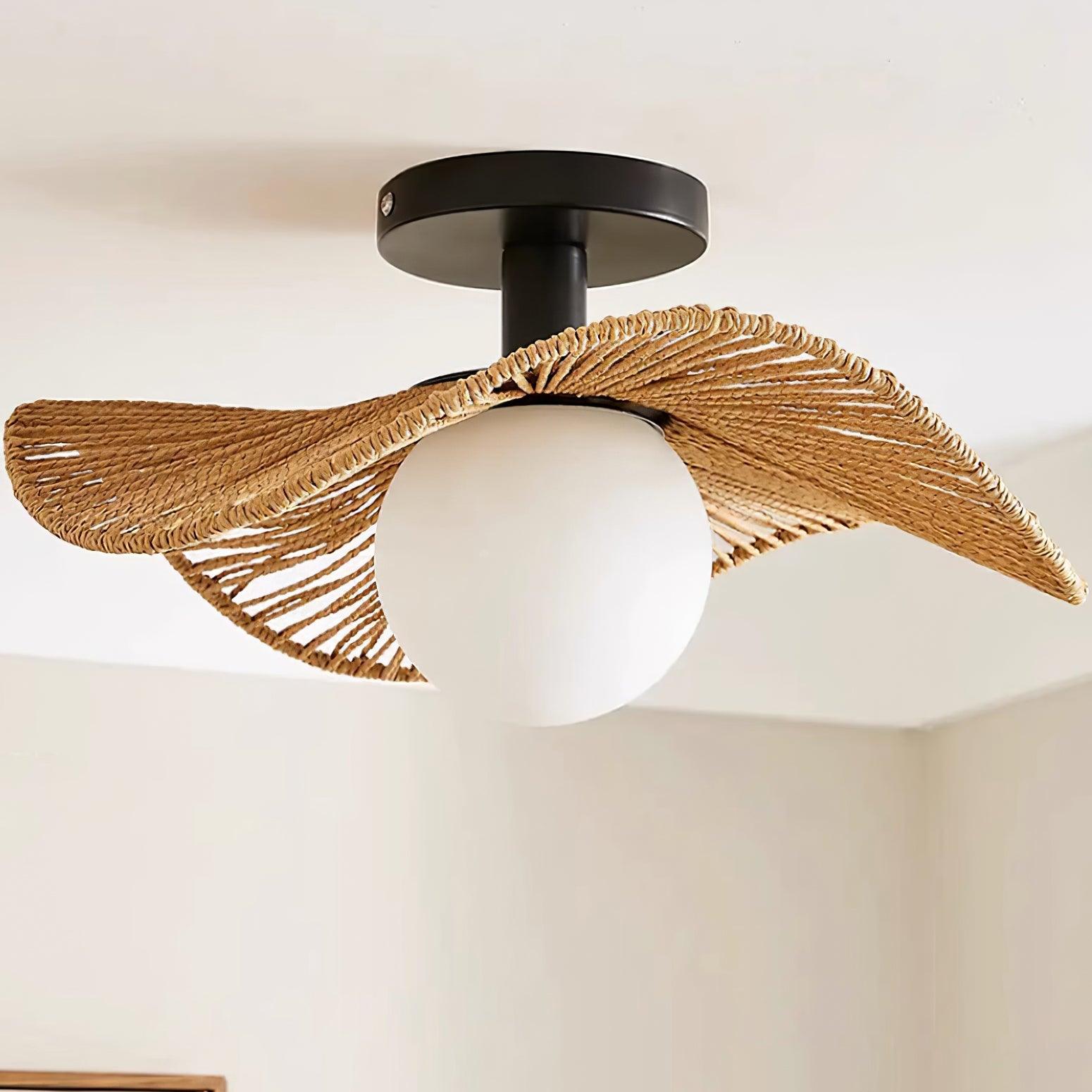 Fynora Woven Semi Flush Ceiling Light