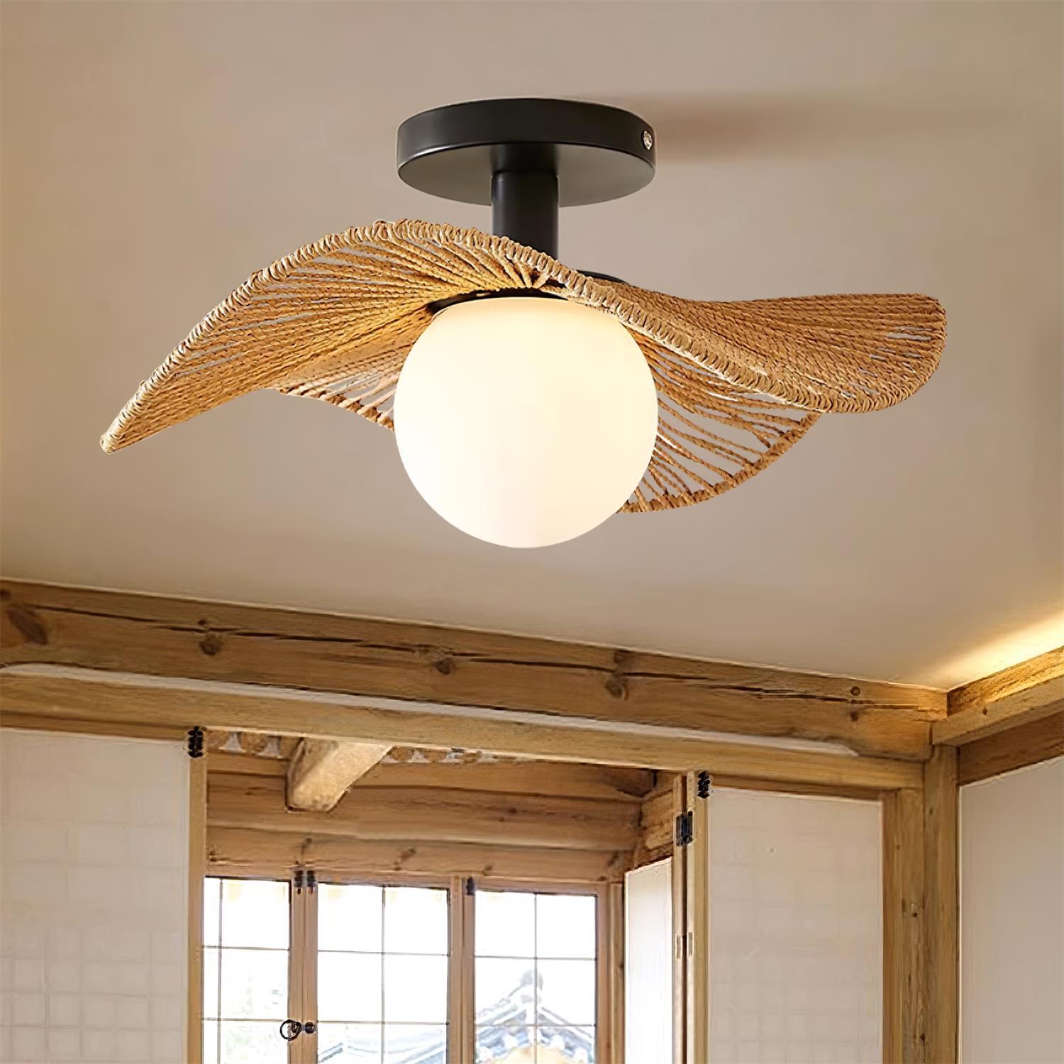 Fynora Woven Semi Flush Ceiling Light