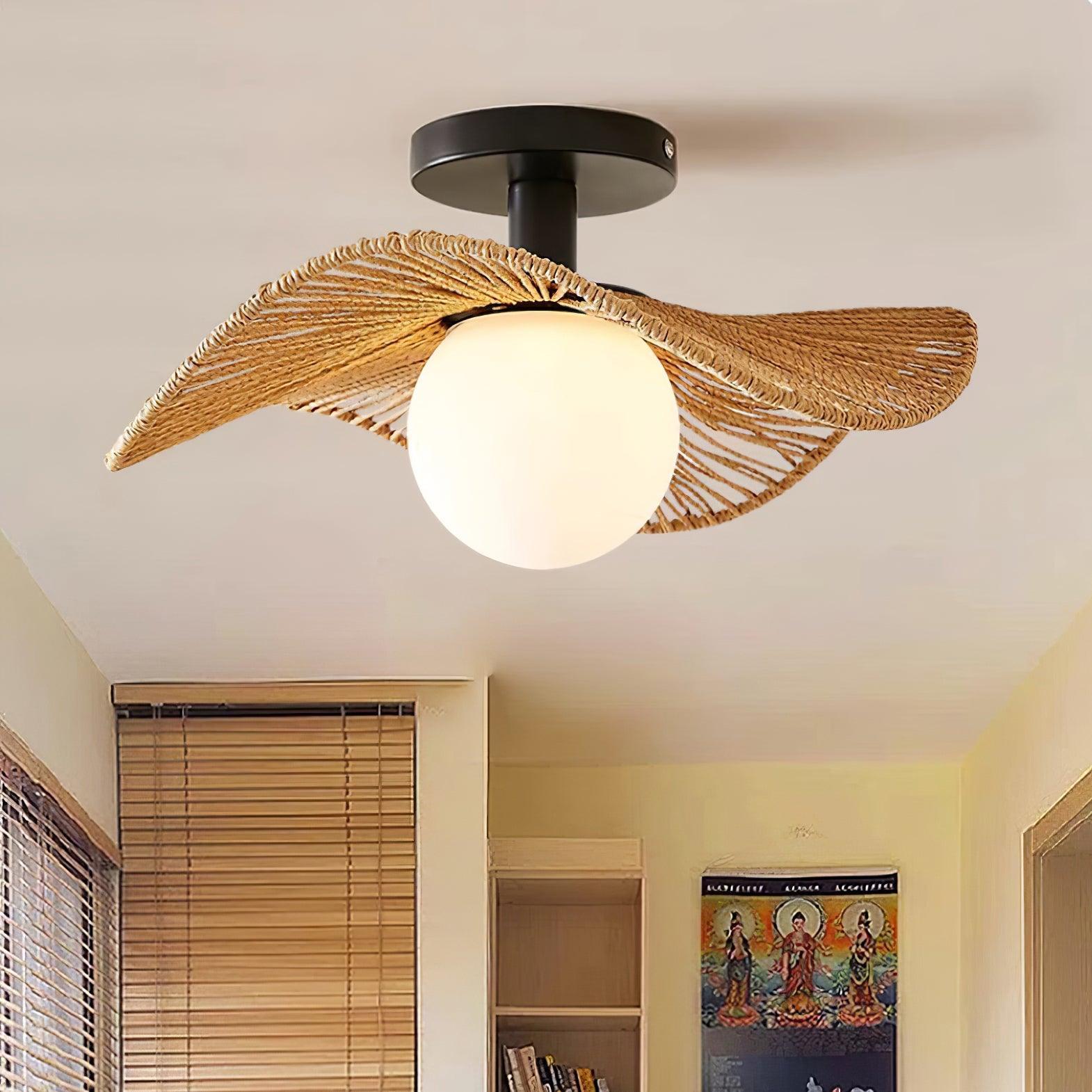 Fynora Woven Semi Flush Ceiling Light
