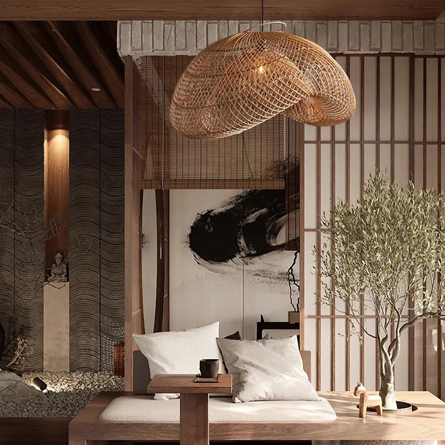 Averon Rattan Vintage Pendant Light-Neutral Decor