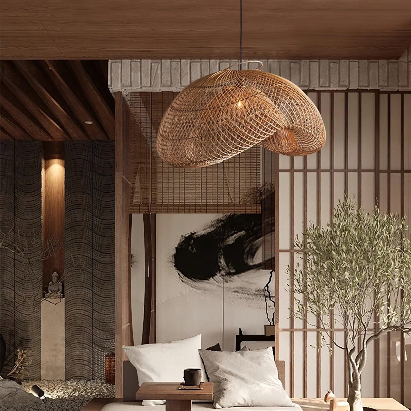 Averon Rattan Vintage Pendant Light-Neutral Decor