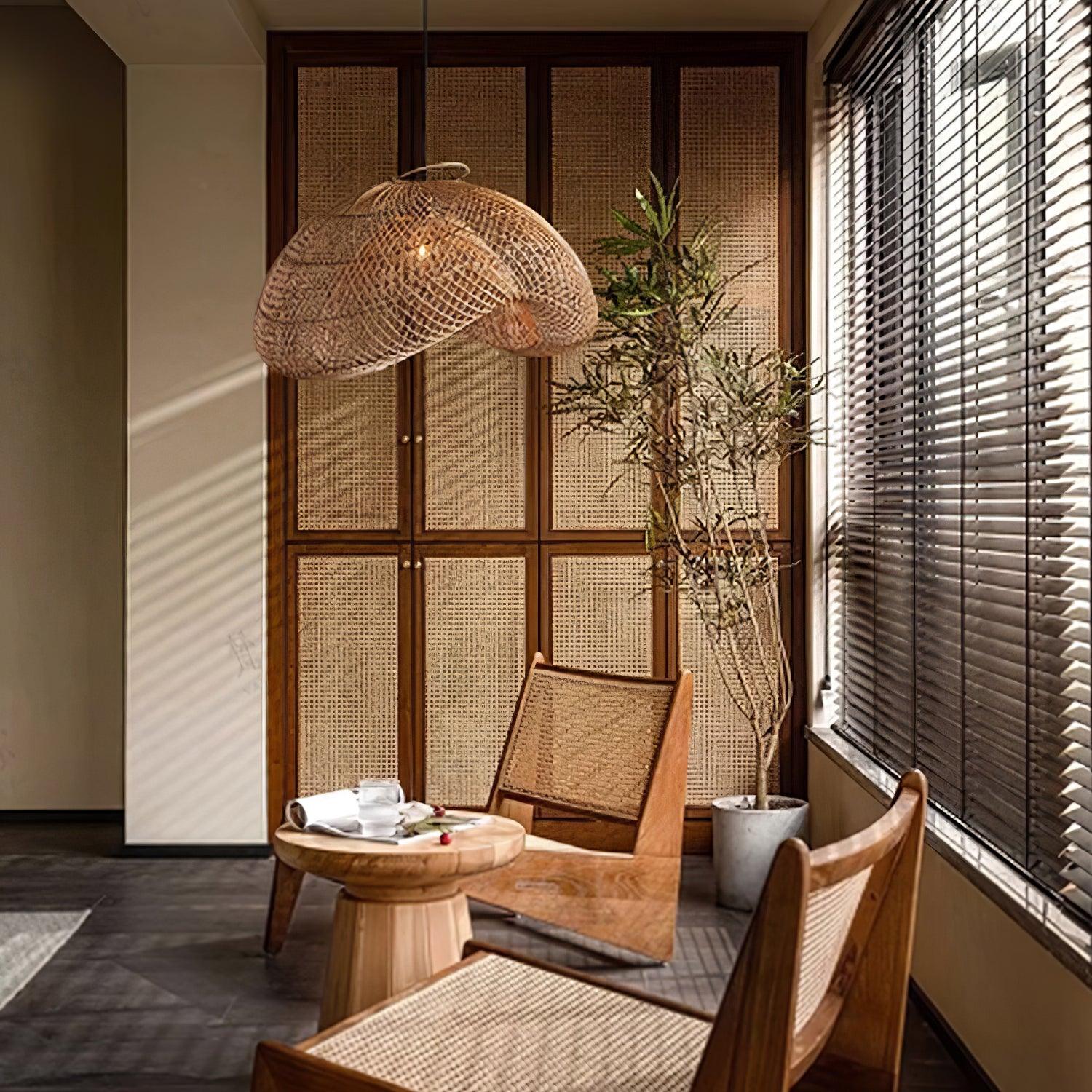 Averon Rattan Vintage Pendant Light-Neutral Decor