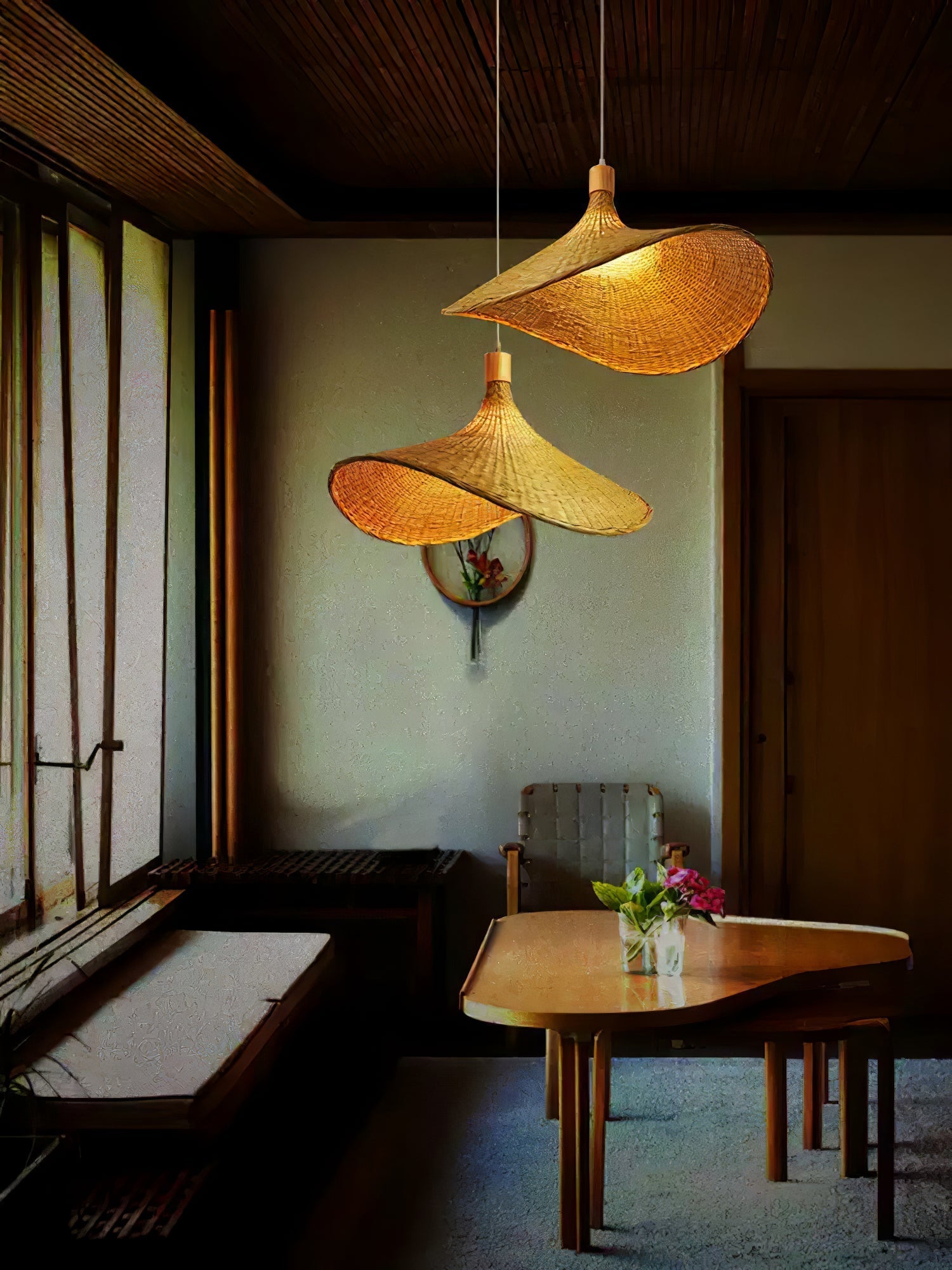 Marona Rattan Vintage Pendant Light-Neutral Decor