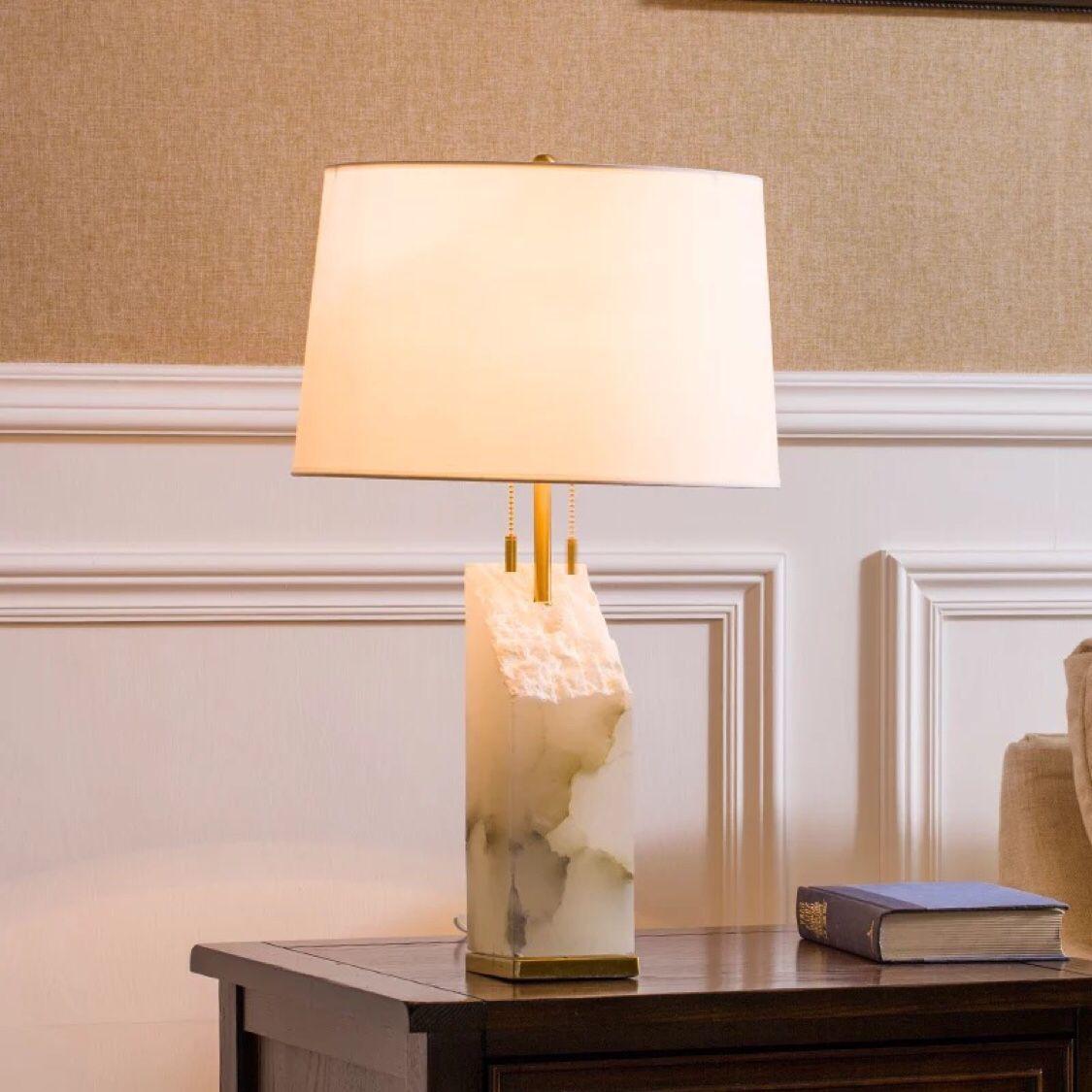 Gaveth Minimalist Alabaster Table Lamp-Neutral Decor