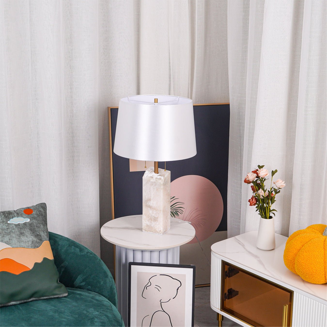 Gaveth Minimalist Alabaster Table Lamp-Neutral Decor