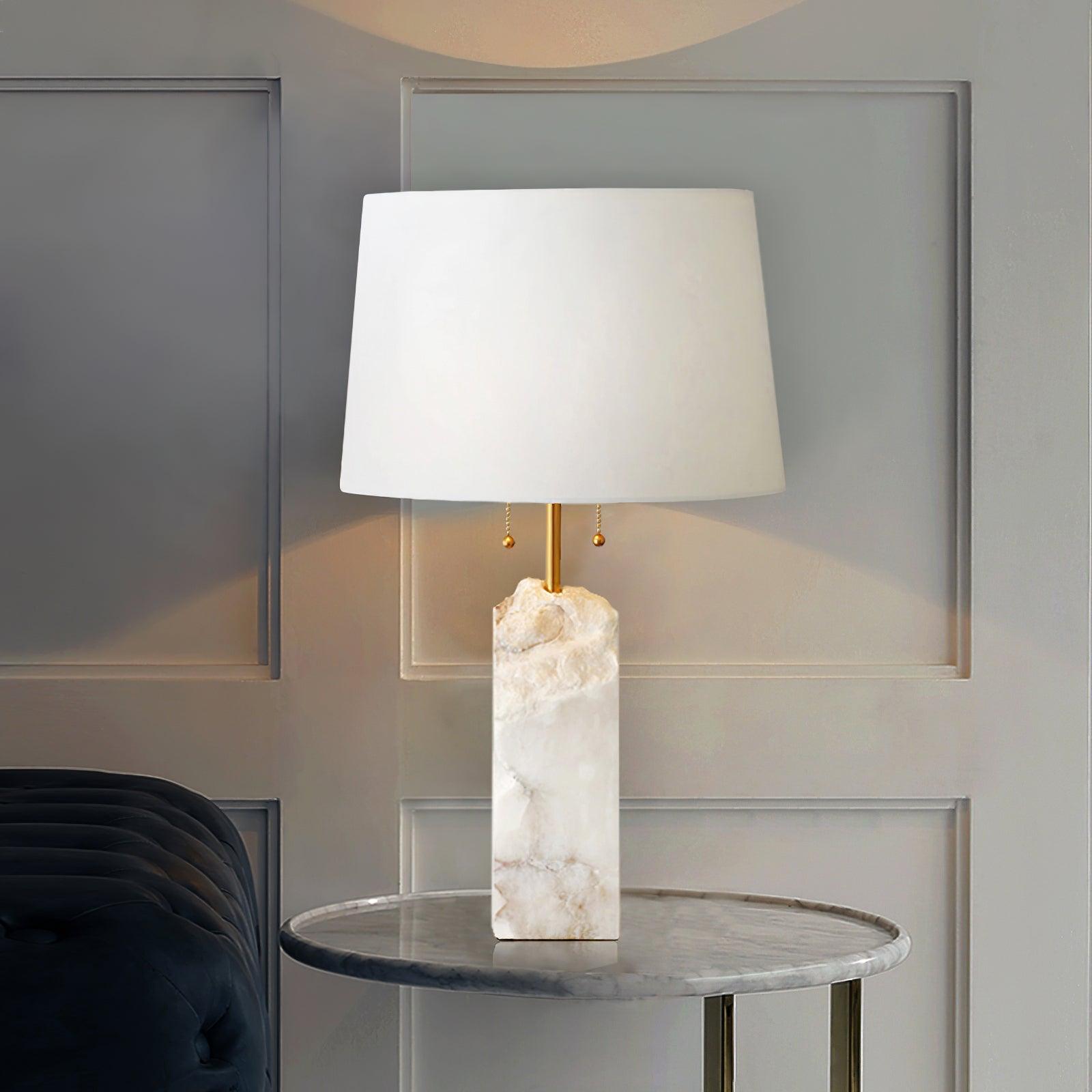 Gaveth Minimalist Alabaster Table Lamp-Neutral Decor