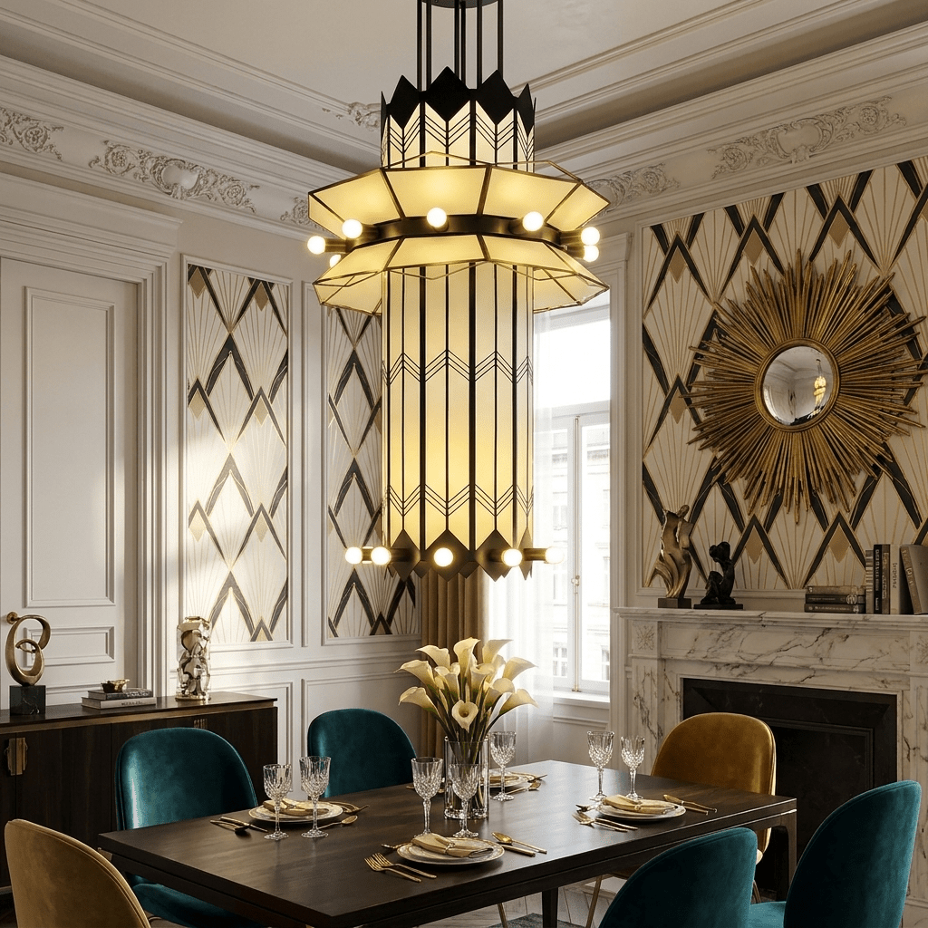 Rayonne Art Deco Pendant Chandelier-Neutral Decor