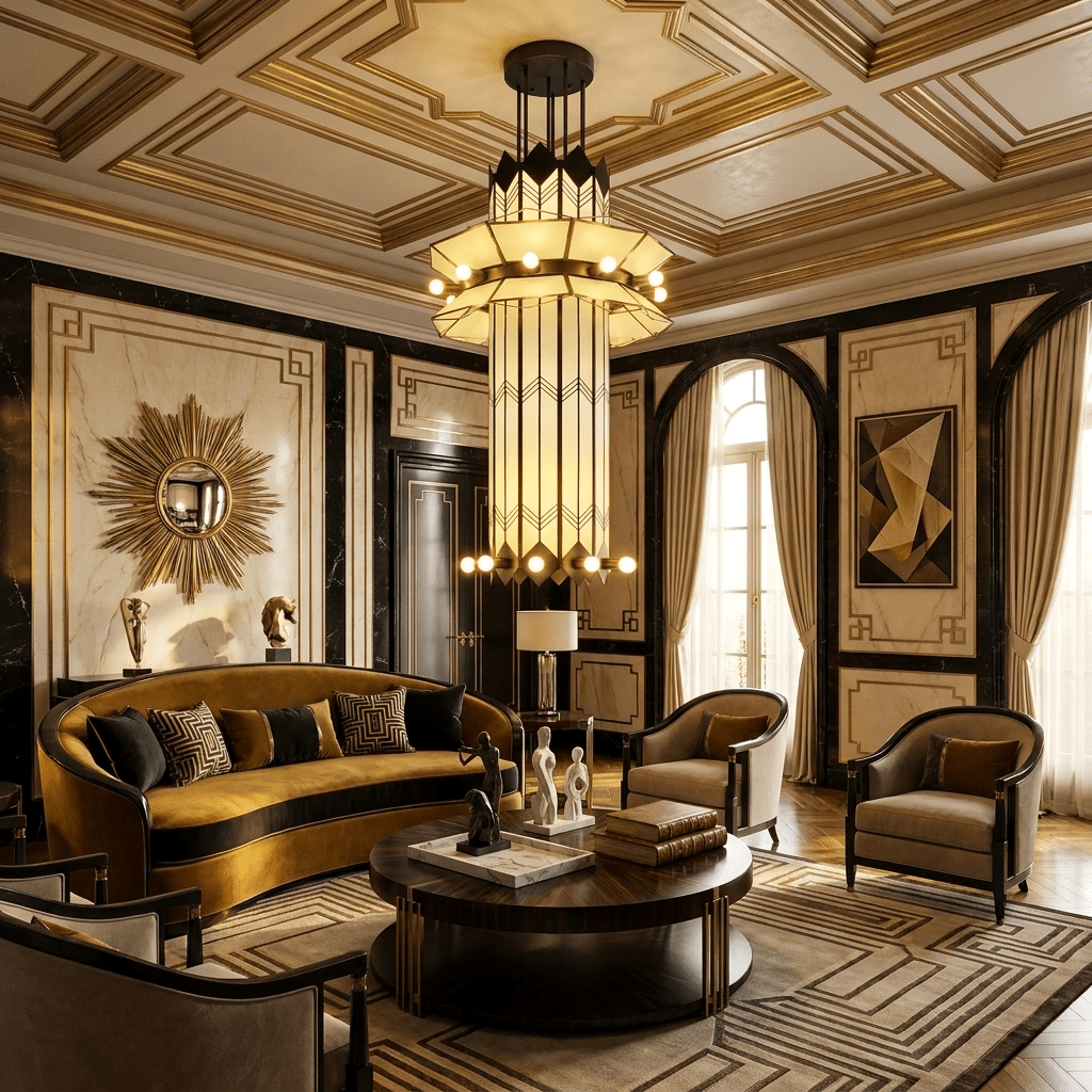 Rayonne Art Deco Pendant Chandelier-Neutral Decor