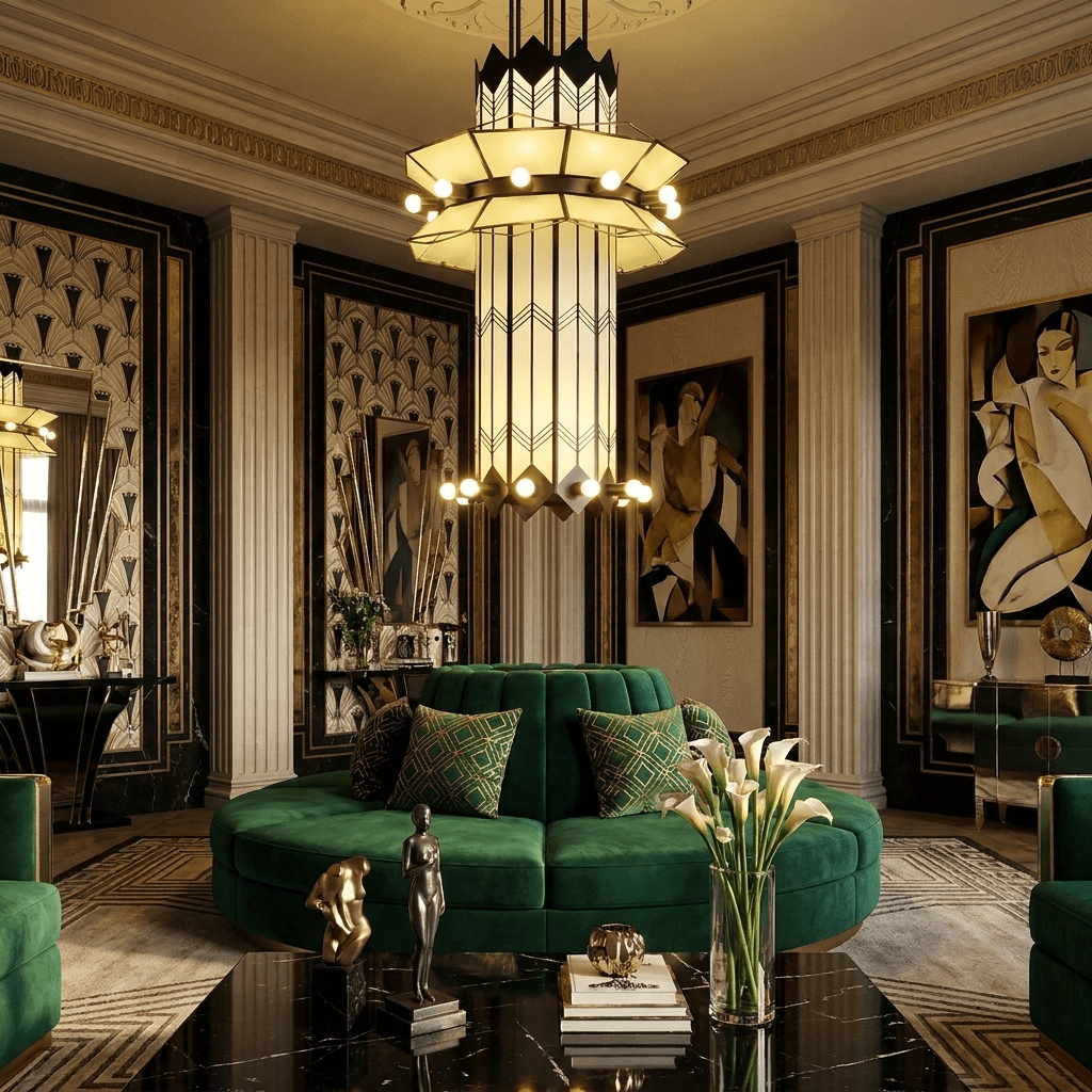 Rayonne Art Deco Pendant Chandelier-Neutral Decor