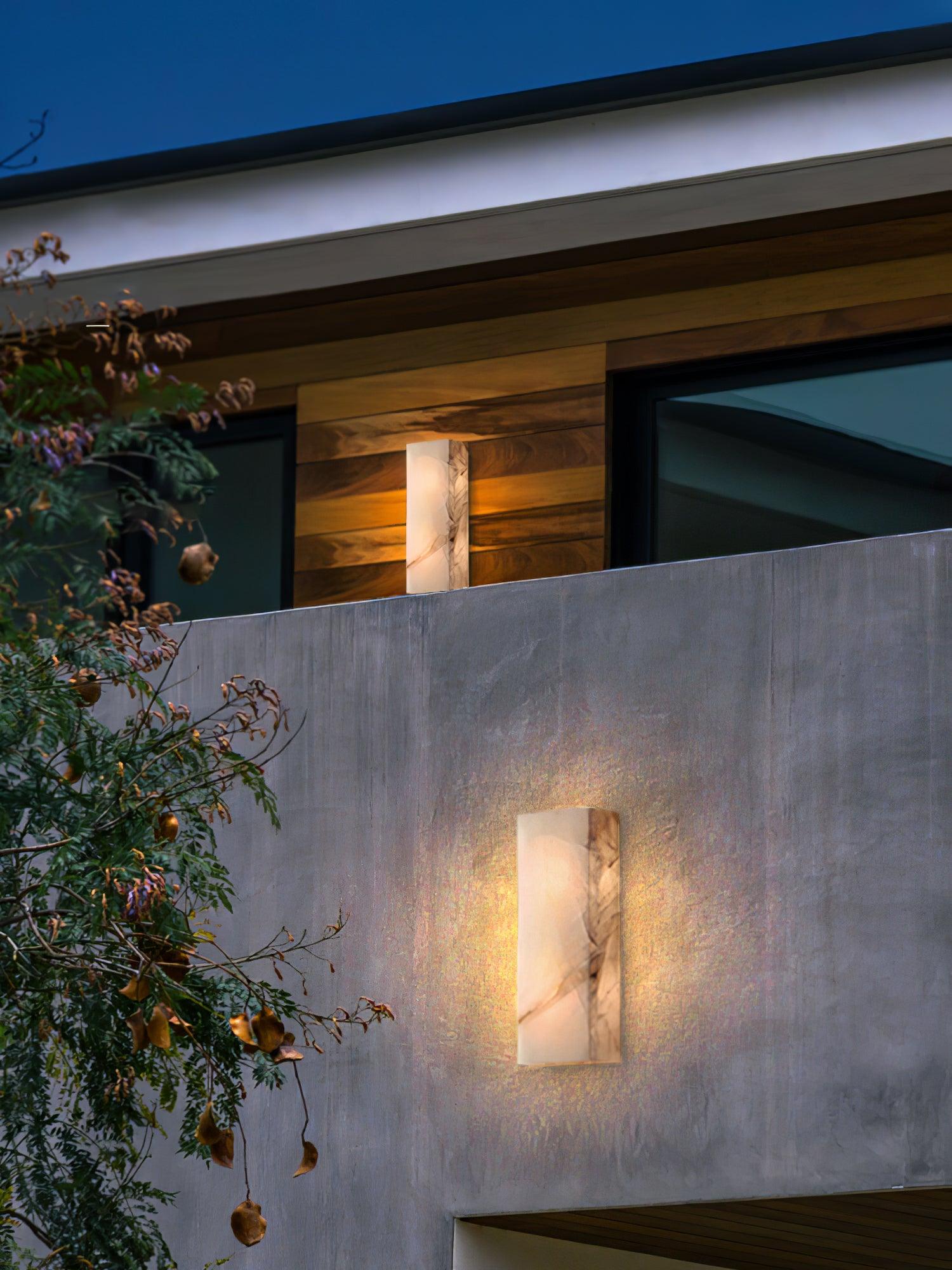 Orvian Minimalist Alabaster Outdoor Wall Light-Neutral Decor