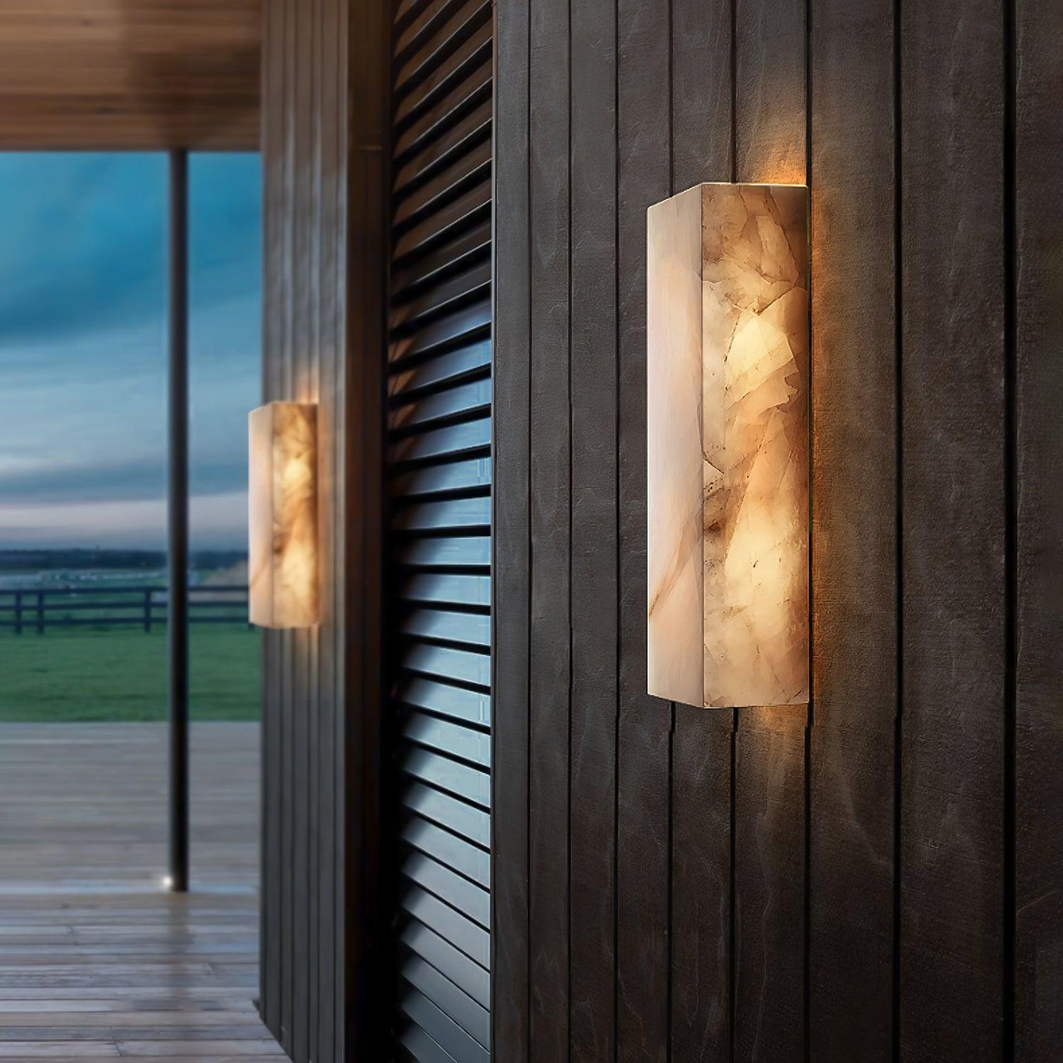 Orvian Minimalist Alabaster Outdoor Wall Light-Neutral Decor
