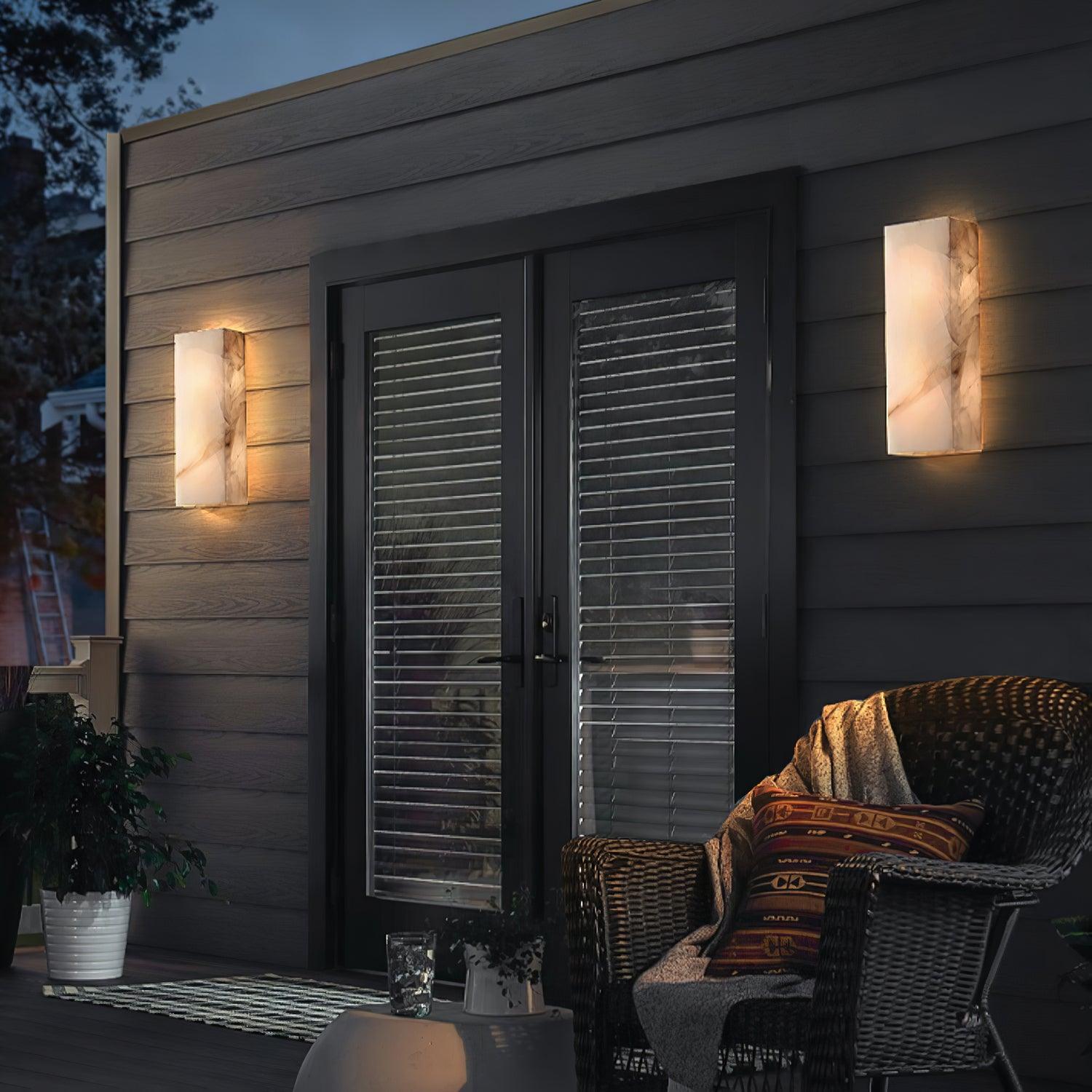 Orvian Minimalist Alabaster Outdoor Wall Light-Neutral Decor