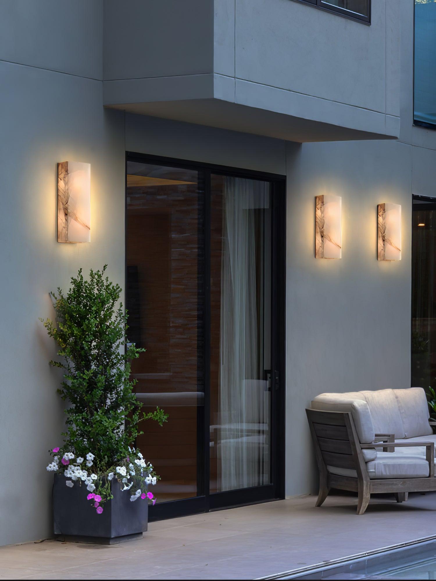 Orvian Minimalist Alabaster Outdoor Wall Light-Neutral Decor