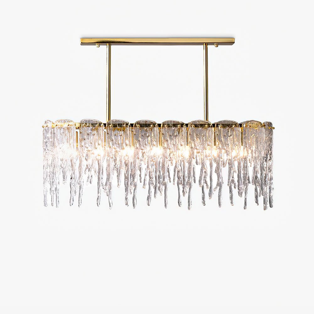 Cathaa Postmodern Luxury Rectangular Icicle Glass Crystal Chandelier-Neutral Decor