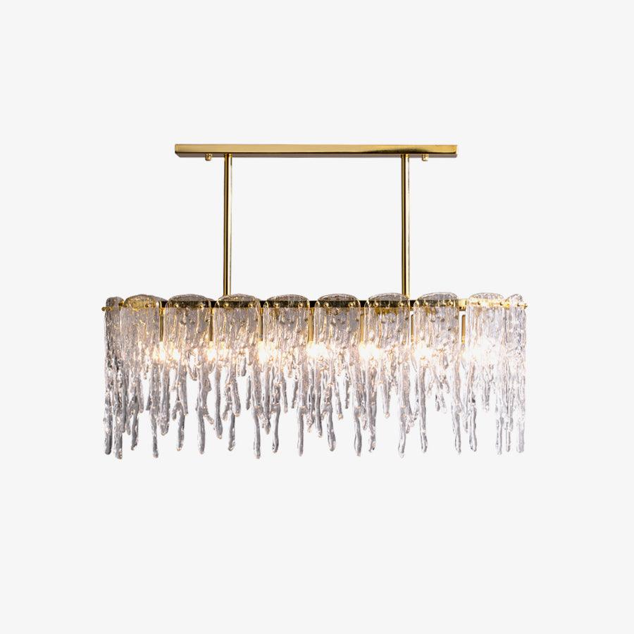 Cathaa Postmodern Luxury Rectangular Icicle Glass Crystal Chandelier-Neutral Decor