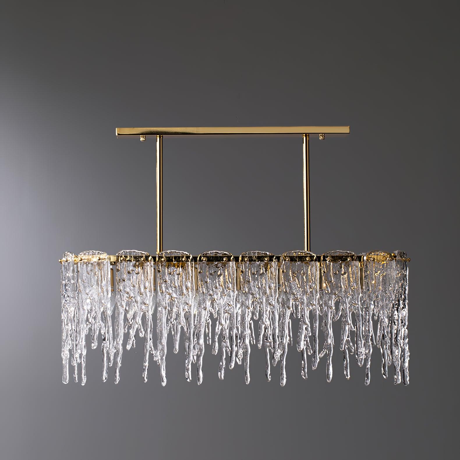 Cathaa Postmodern Luxury Rectangular Icicle Glass Crystal Chandelier-Neutral Decor
