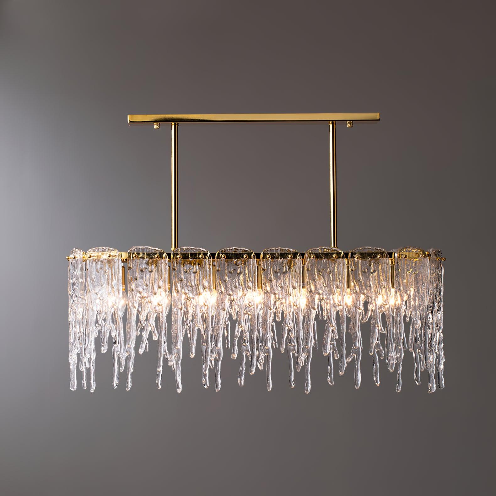 Cathaa Postmodern Luxury Rectangular Icicle Glass Crystal Chandelier-Neutral Decor