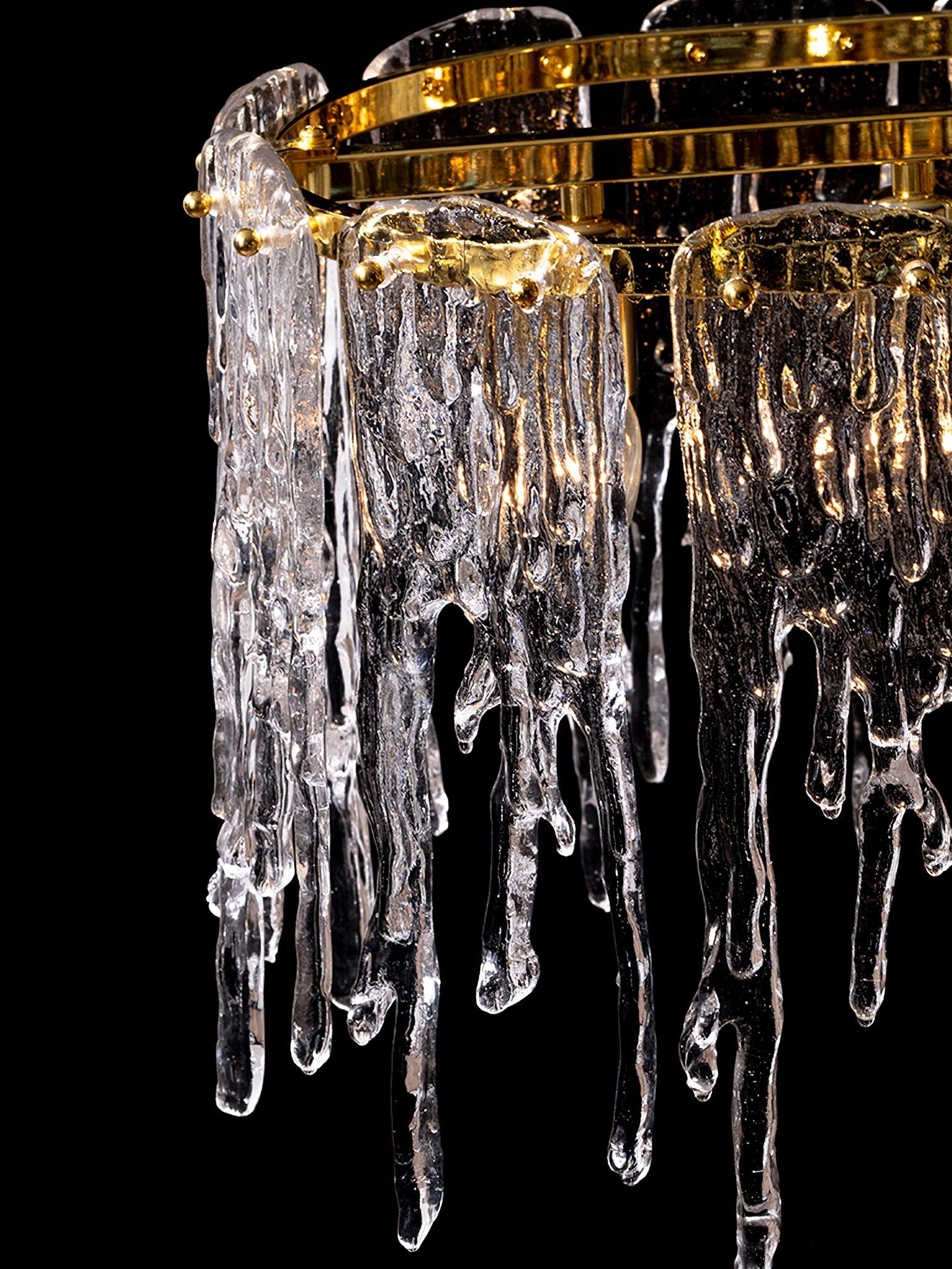 Cathaa Postmodern Luxury Rectangular Icicle Glass Crystal Chandelier-Neutral Decor