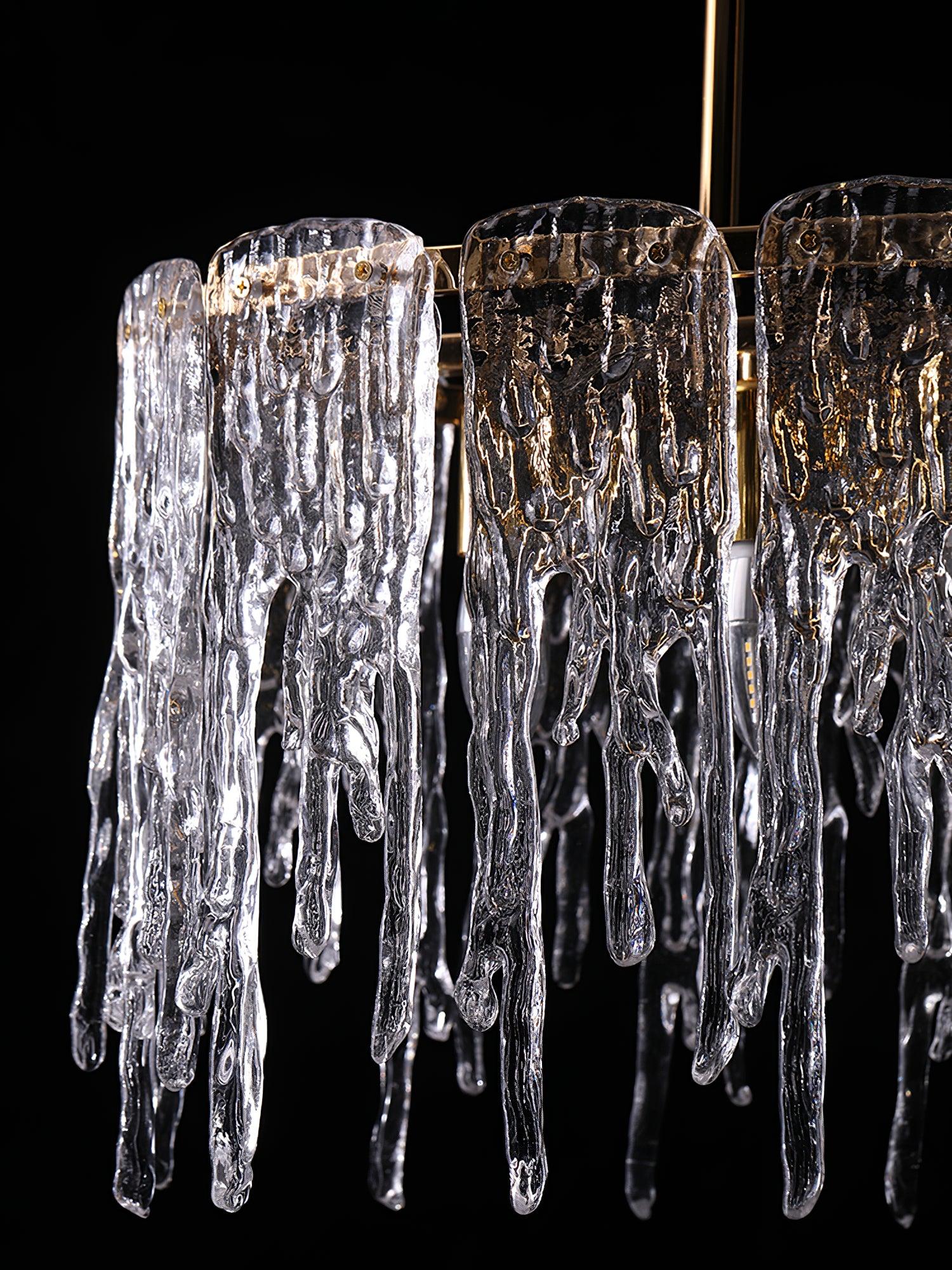 Cathaa Postmodern Luxury Rectangular Icicle Glass Crystal Chandelier-Neutral Decor