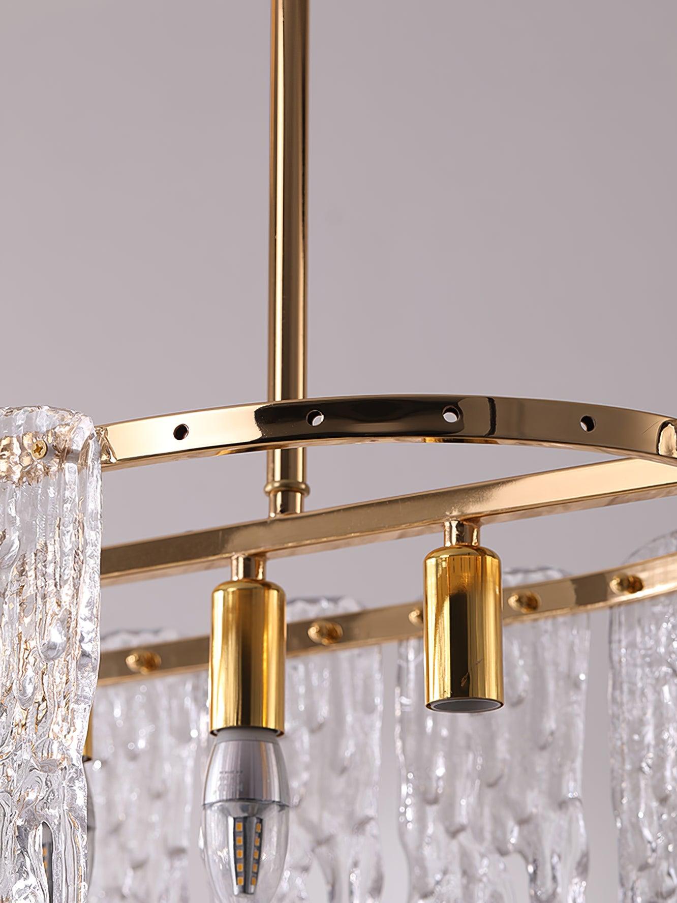 Cathaa Postmodern Luxury Rectangular Icicle Glass Crystal Chandelier-Neutral Decor