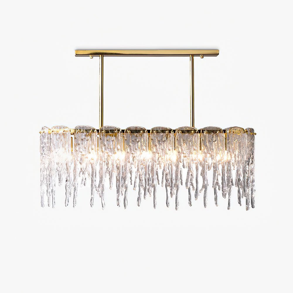 Cathaa Postmodern Luxury Rectangular Icicle Glass Crystal Chandelier-Neutral Decor