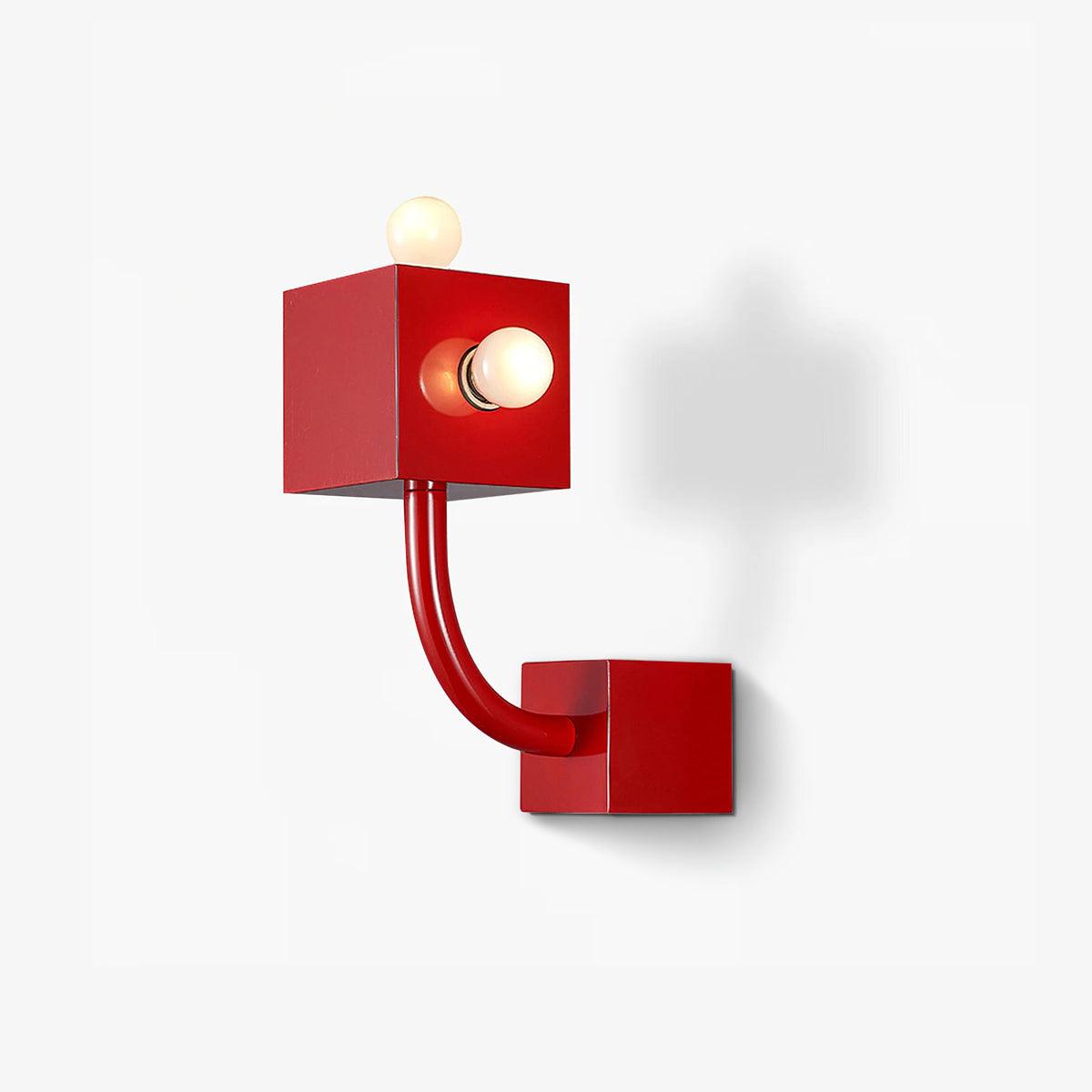 Brenna Individual Creativity Red Cube Wall Lamp-Neutral Decor