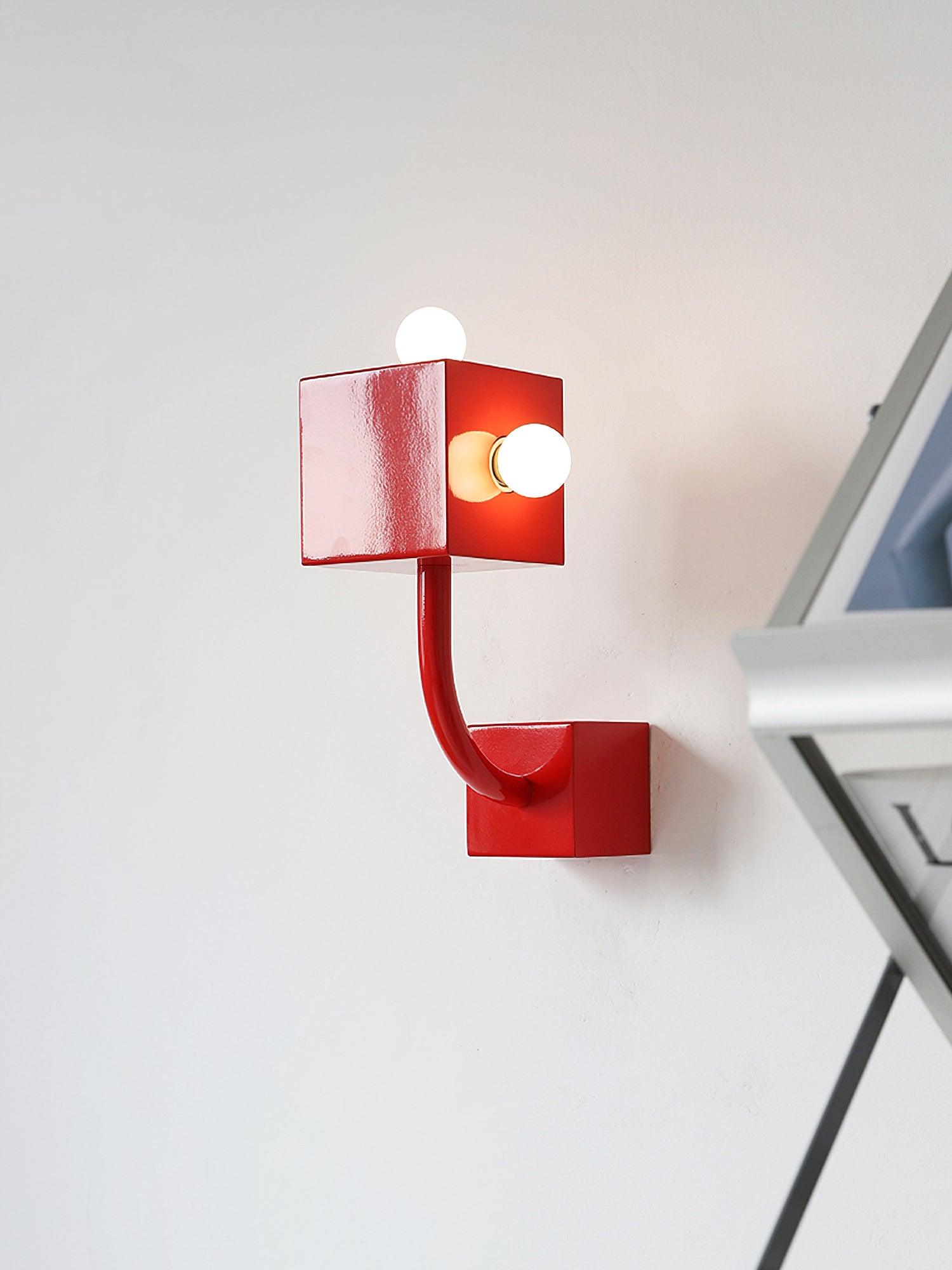 Brenna Individual Creativity Red Cube Wall Lamp-Neutral Decor