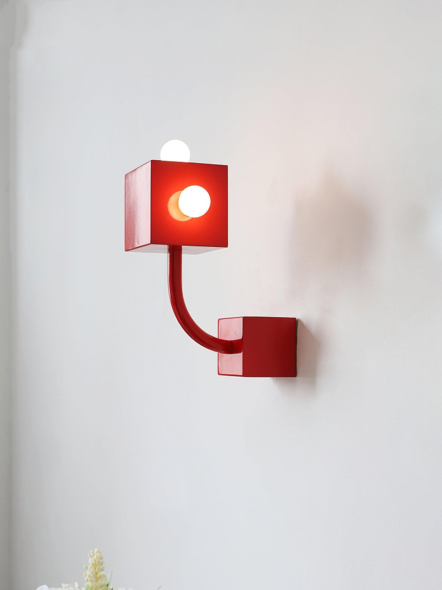 Brenna Individual Creativity Red Cube Wall Lamp-Neutral Decor